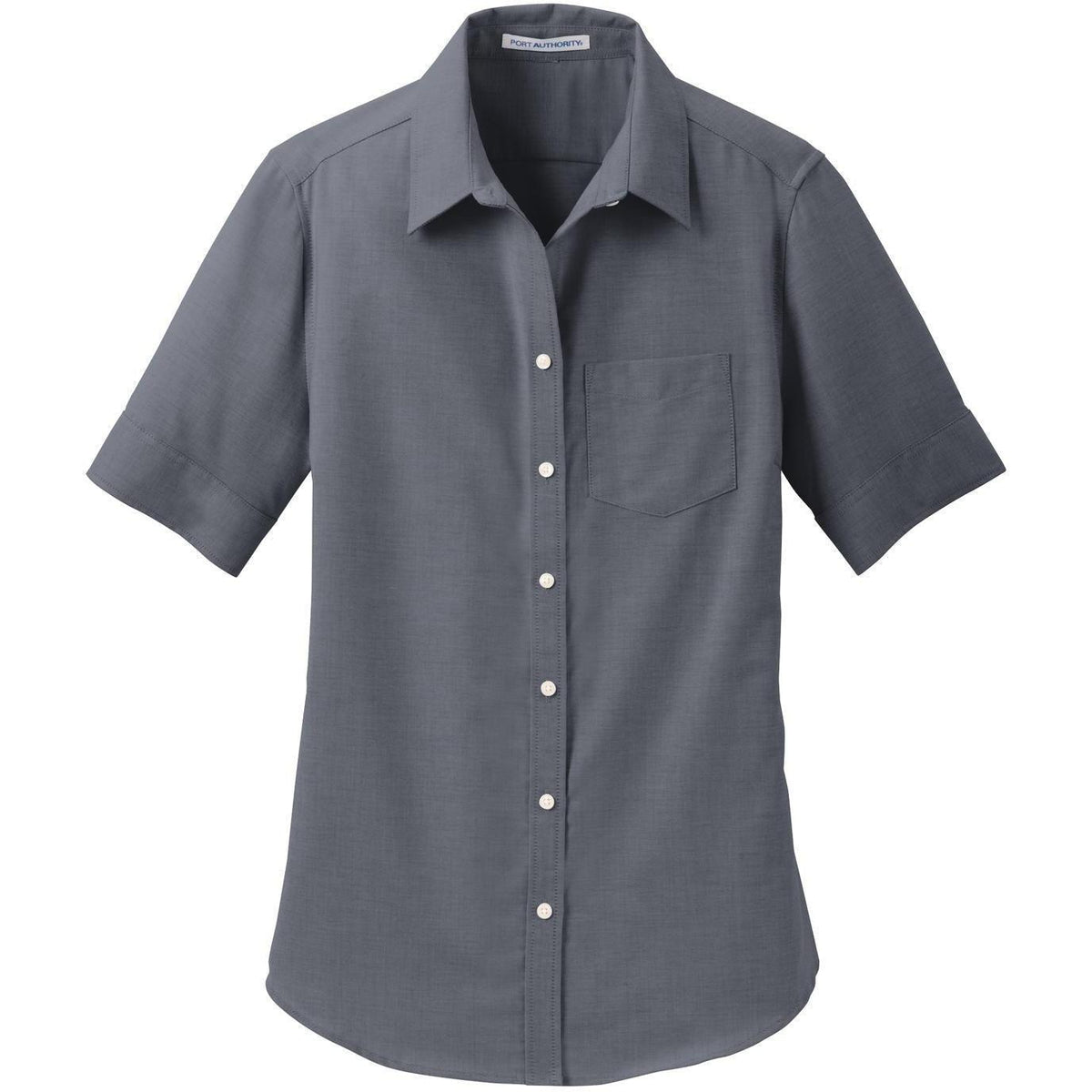no-logo Port Authority Women's Short Sleeve SuperPro Oxford Shirt-Dress Shirts-Port Authority-Black-S-Thread Logic