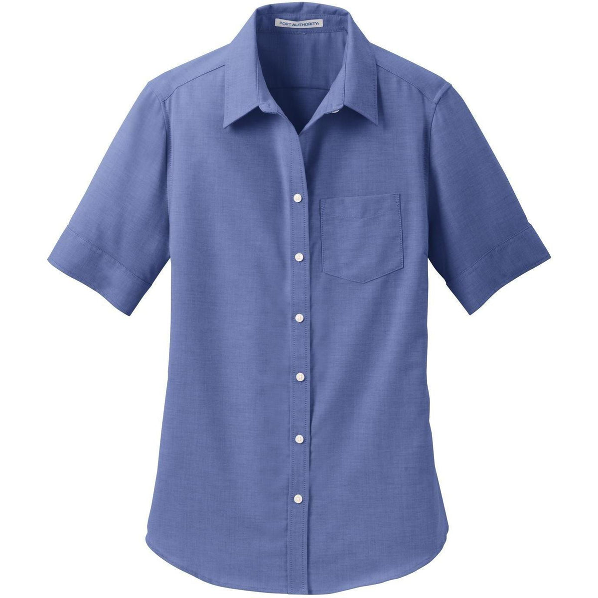 no-logo Port Authority Women's Short Sleeve SuperPro Oxford Shirt-Dress Shirts-Port Authority-Navy-S-Thread Logic