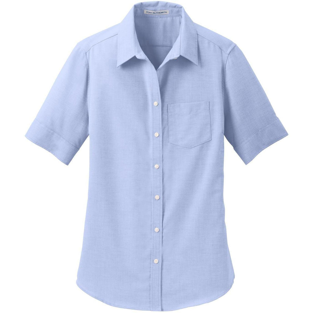 no-logo Port Authority Women's Short Sleeve SuperPro Oxford Shirt-Dress Shirts-Port Authority-Oxford Blue-S-Thread Logic