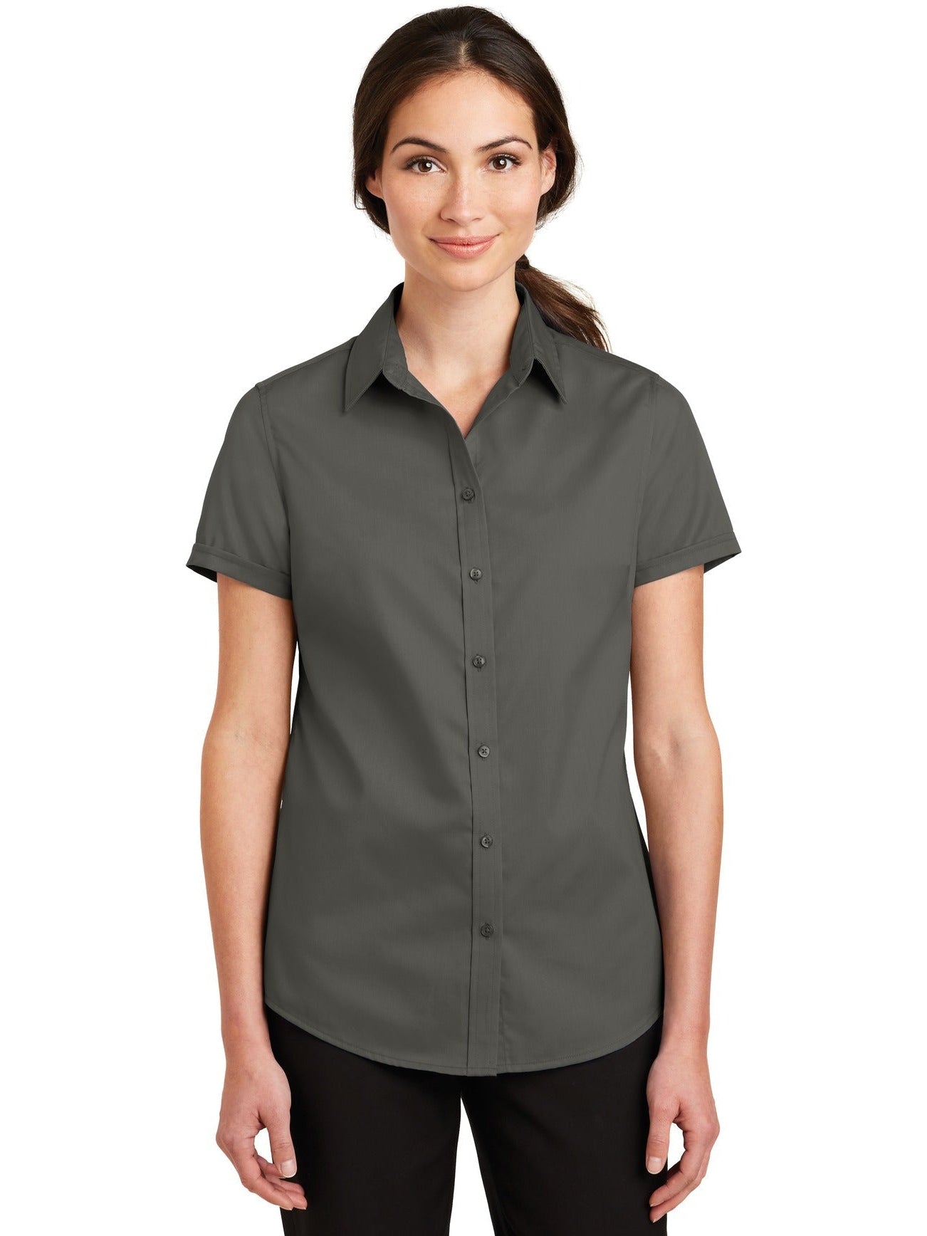no-logo Port Authority Ladies Short Sleeve SuperPro Twill Shirt-Regular-Port Authority-Thread Logic