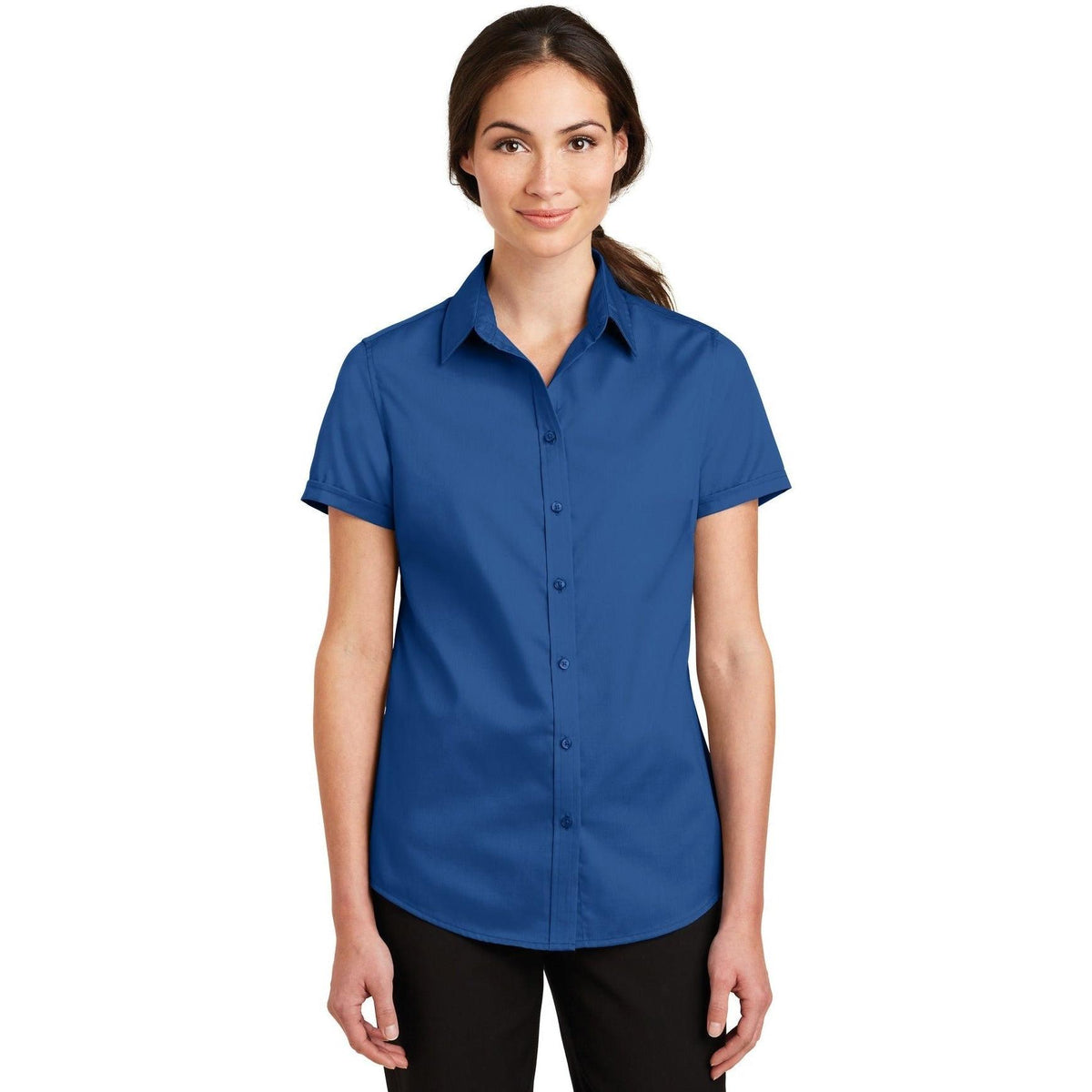 no-logo Port Authority Ladies Short Sleeve SuperPro Twill Shirt-Regular-Port Authority-Thread Logic