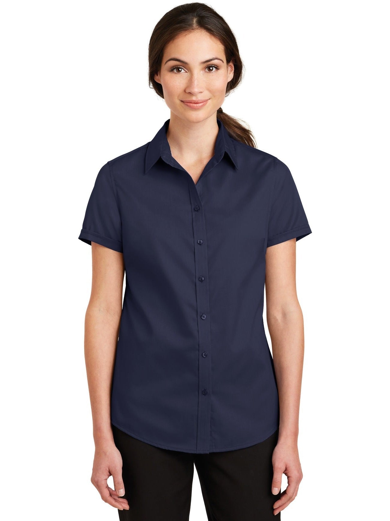 no-logo Port Authority Ladies Short Sleeve SuperPro Twill Shirt-Regular-Port Authority-Thread Logic