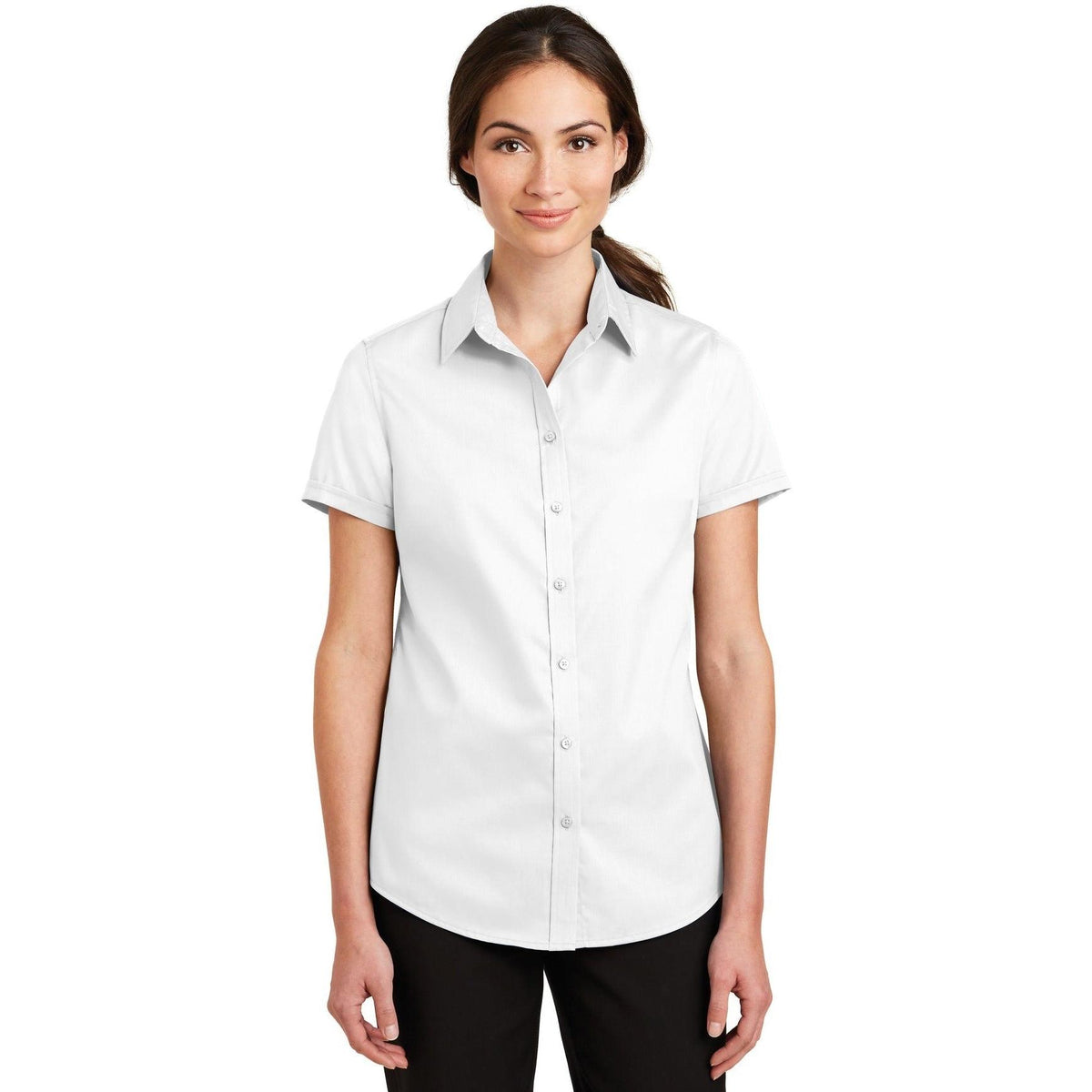 no-logo Port Authority Ladies Short Sleeve SuperPro Twill Shirt-Regular-Port Authority-Thread Logic