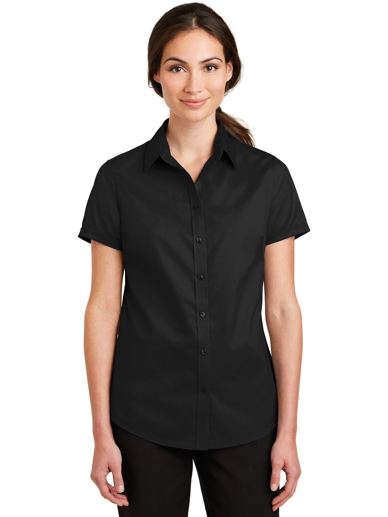 no-logo Port Authority Ladies Short Sleeve SuperPro Twill Shirt-Regular-Port Authority-Thread Logic