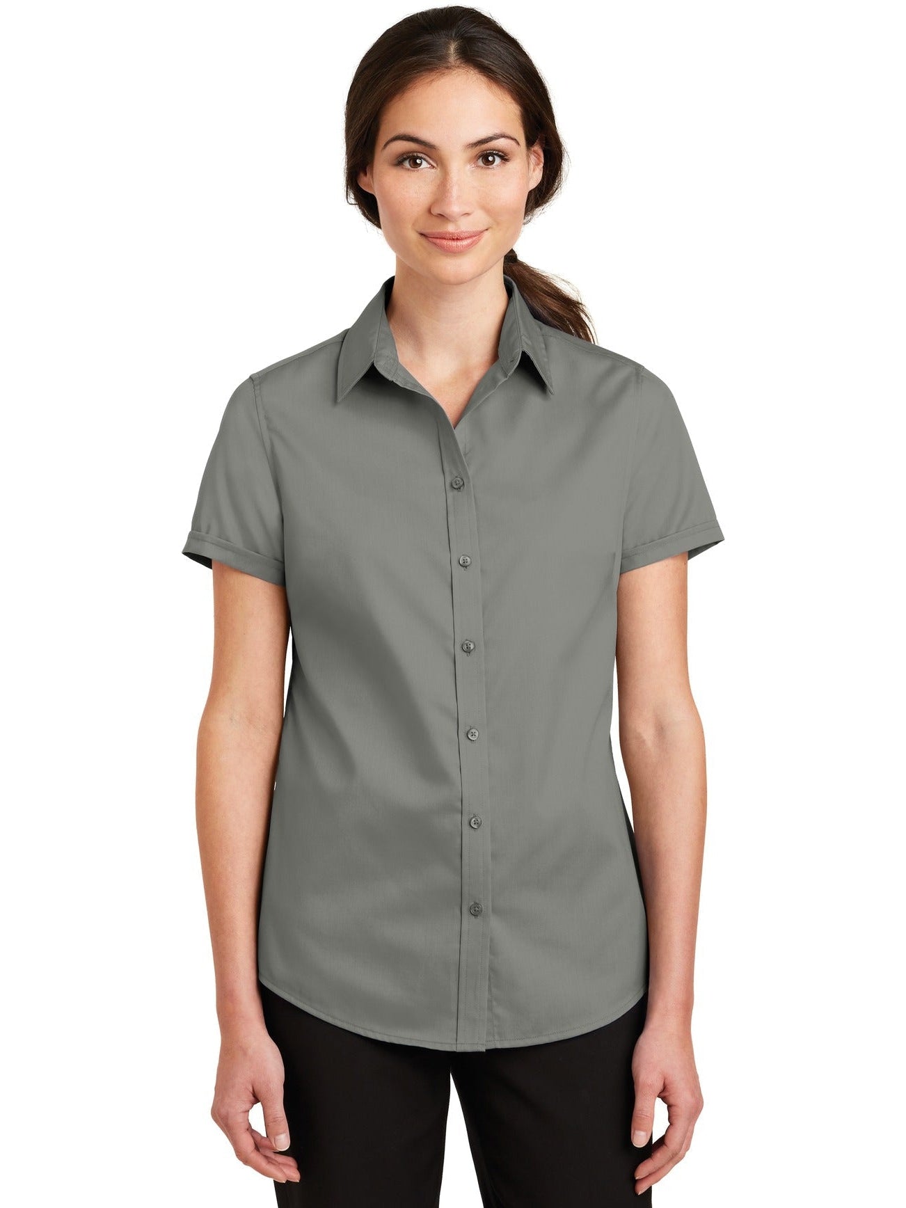 no-logo Port Authority Ladies Short Sleeve SuperPro Twill Shirt-Regular-Port Authority-Thread Logic