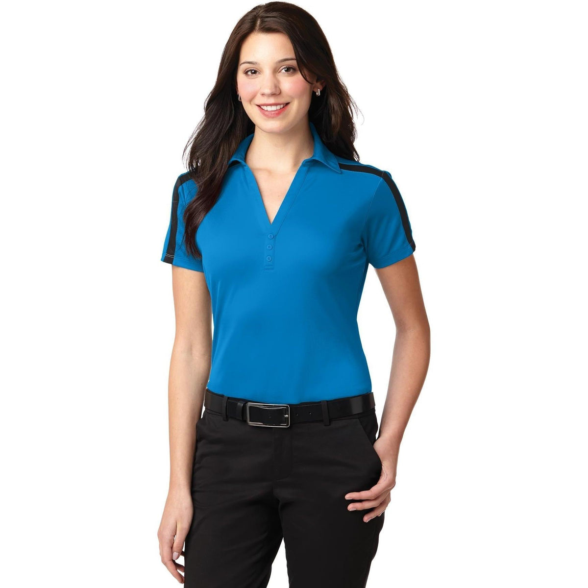 no-logo Port Authority Women's Silk Touch Performance Colorblock Stripe-Regular-Port Authority-Thread Logic