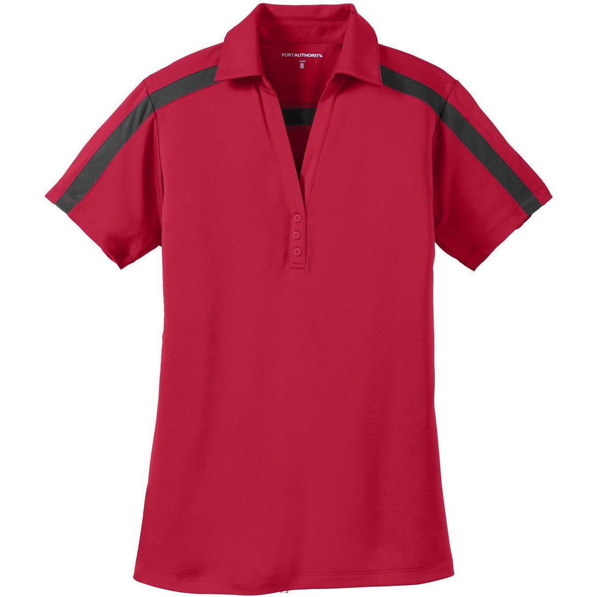 no-logo Port Authority Women's Silk Touch Performance Colorblock Stripe-Regular-Port Authority-Red/Black-XS-Thread Logic