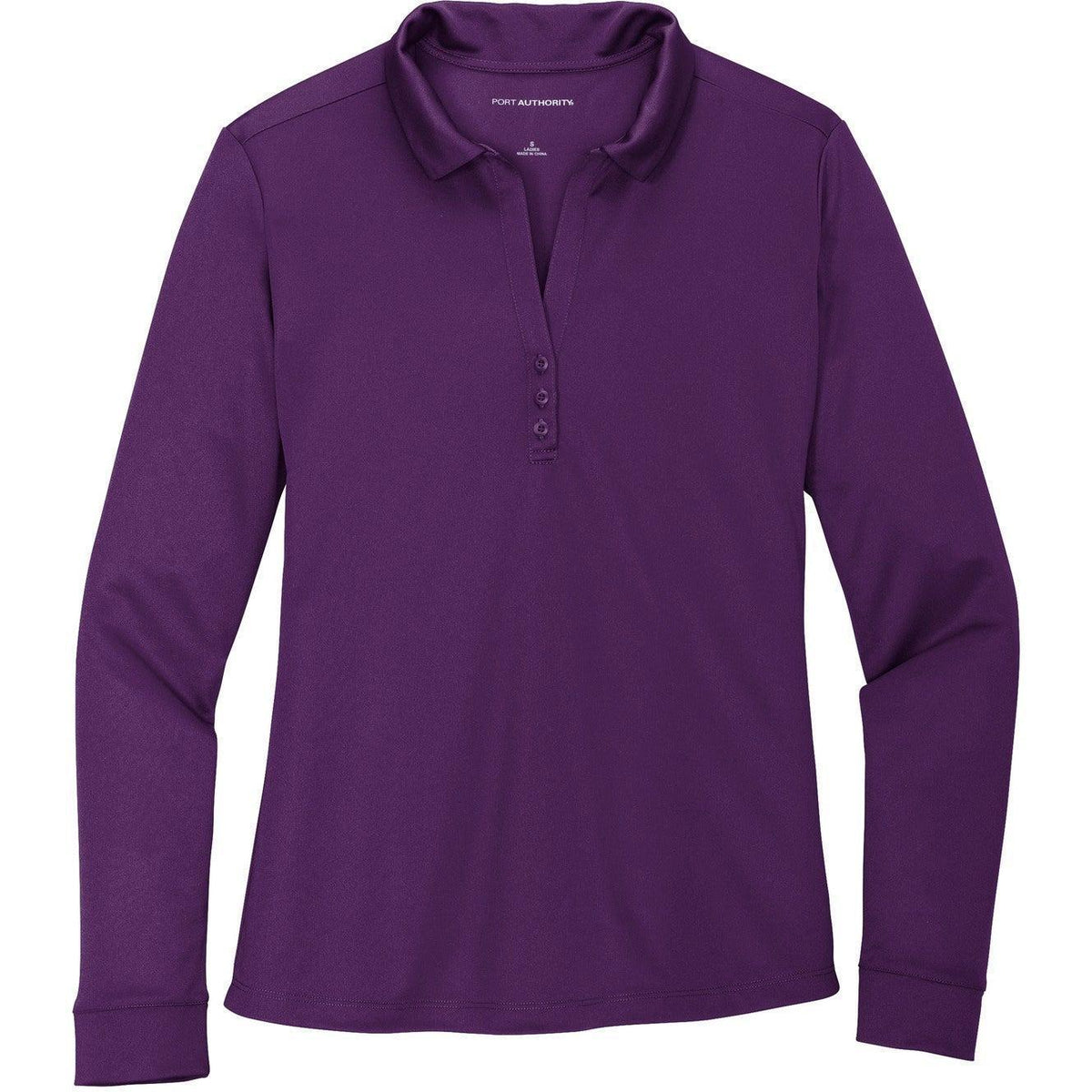 no-logo Port Authority Women's Silk Touch Performance Long Sleeve Polo-Polos-Port Authority-Bright Purple-S-Thread Logic