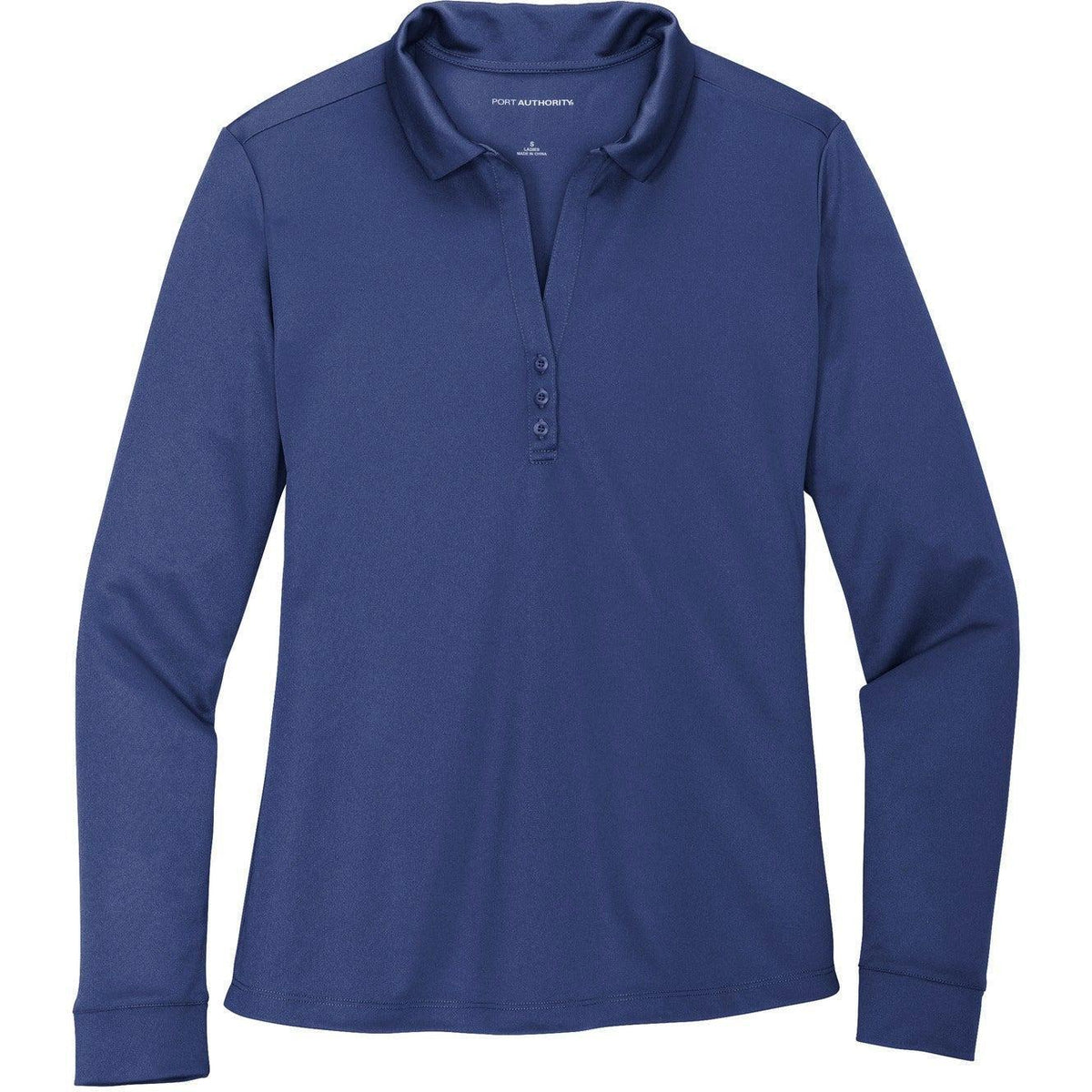 no-logo Port Authority Women's Silk Touch Performance Long Sleeve Polo-Polos-Port Authority-Royal-S-Thread Logic