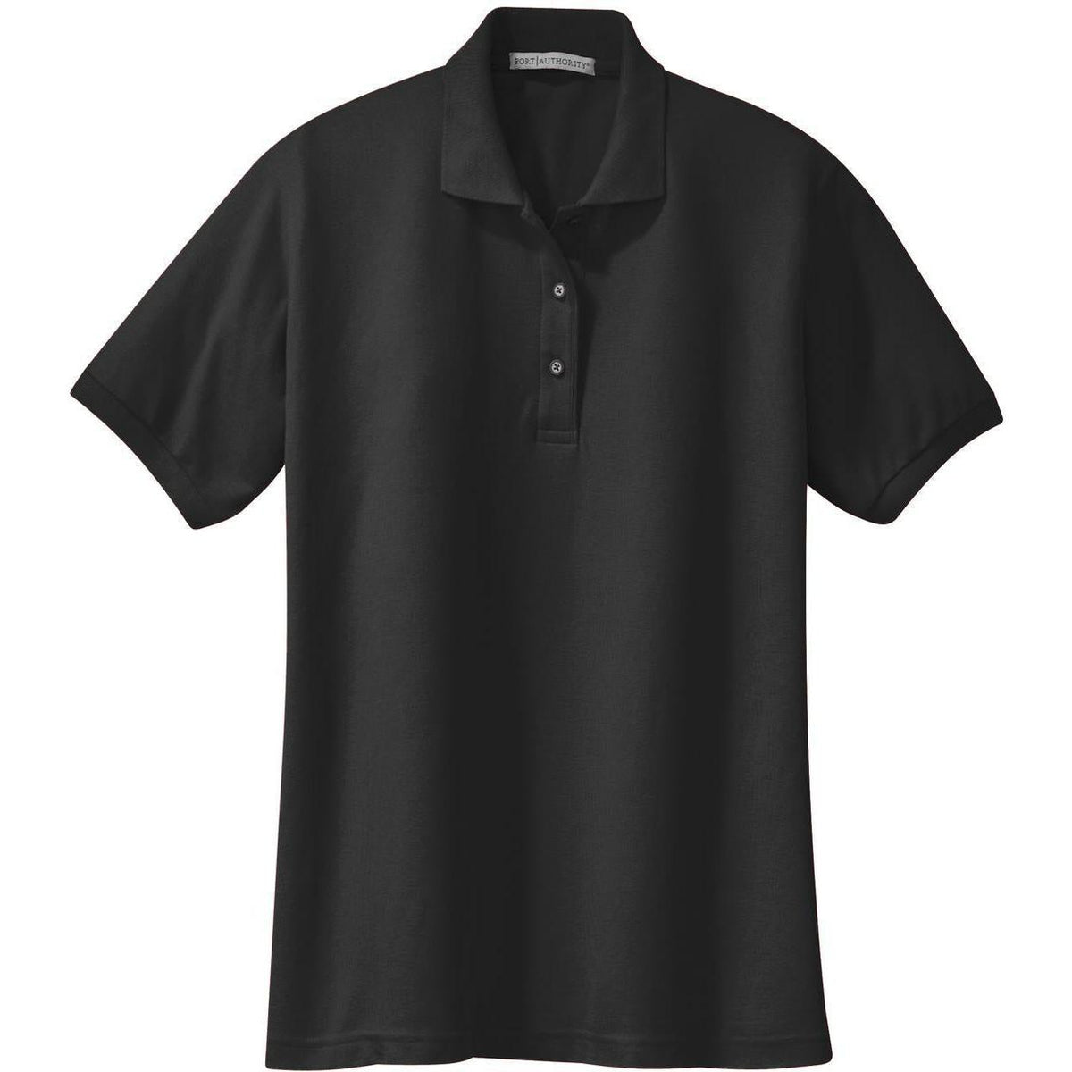 logo-left Port Authority Women's Silk Touch Polo-Regular-Port Authority-Black-XS-Thread Logic