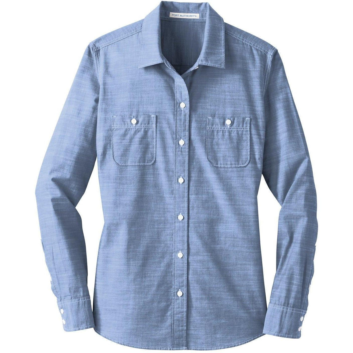 no-logo Port Authority Women's Slub Chambray Shirt-Dress Shirts-Port Authority-Light Blue-XS-Thread Logic
