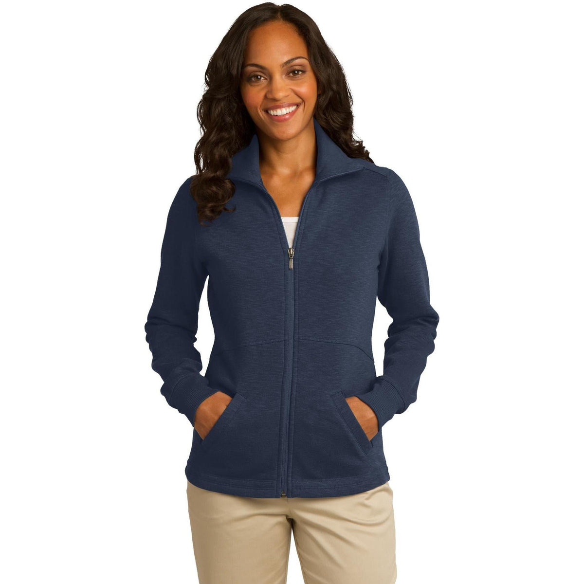 no-logo Port Authority Women's Slub Fleece Full-Zip-Regular-Port Authority-Thread Logic