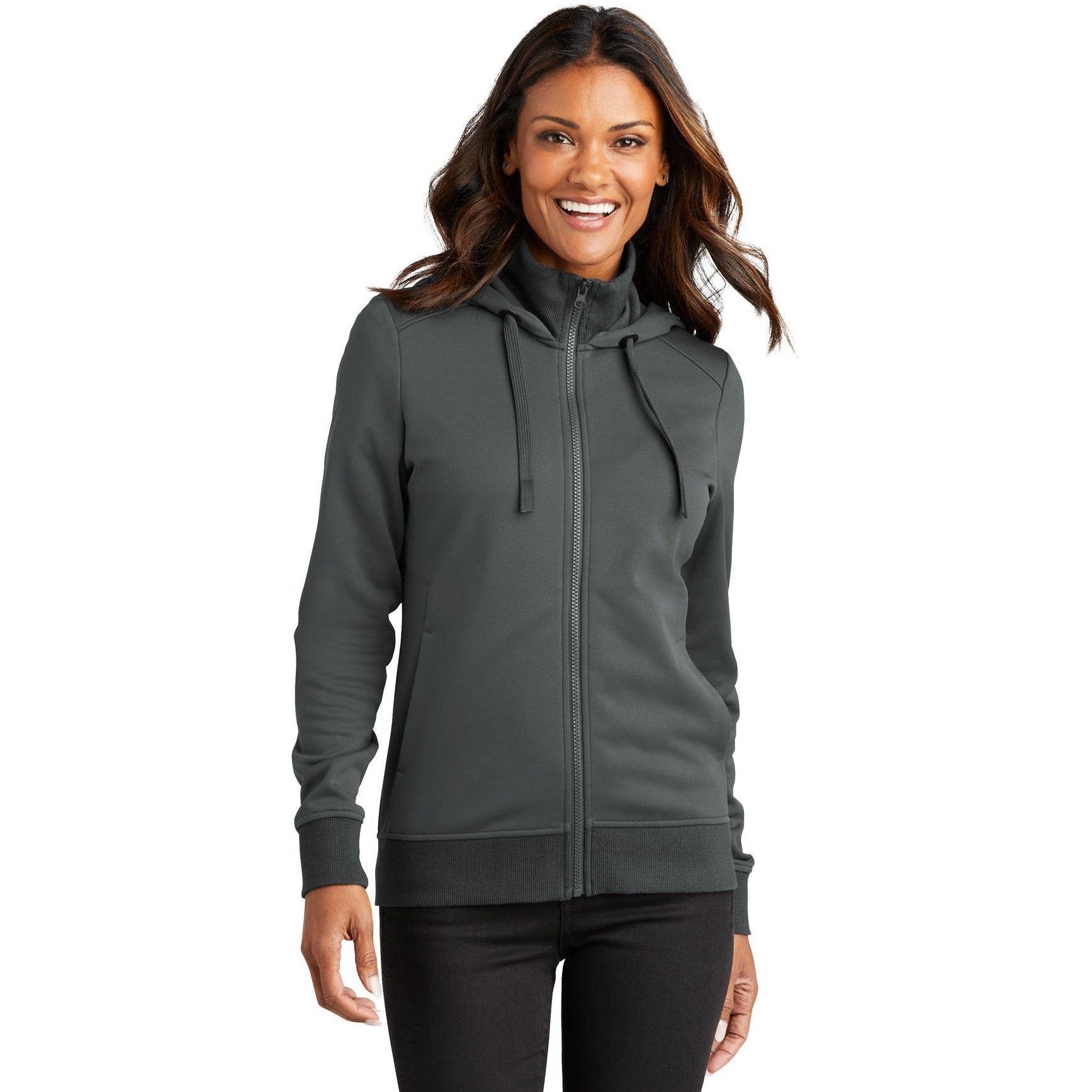 no-logo Port Authority Ladies Smooth Fleece Hooded Jacket-Apparel-Port Authority-Thread Logic