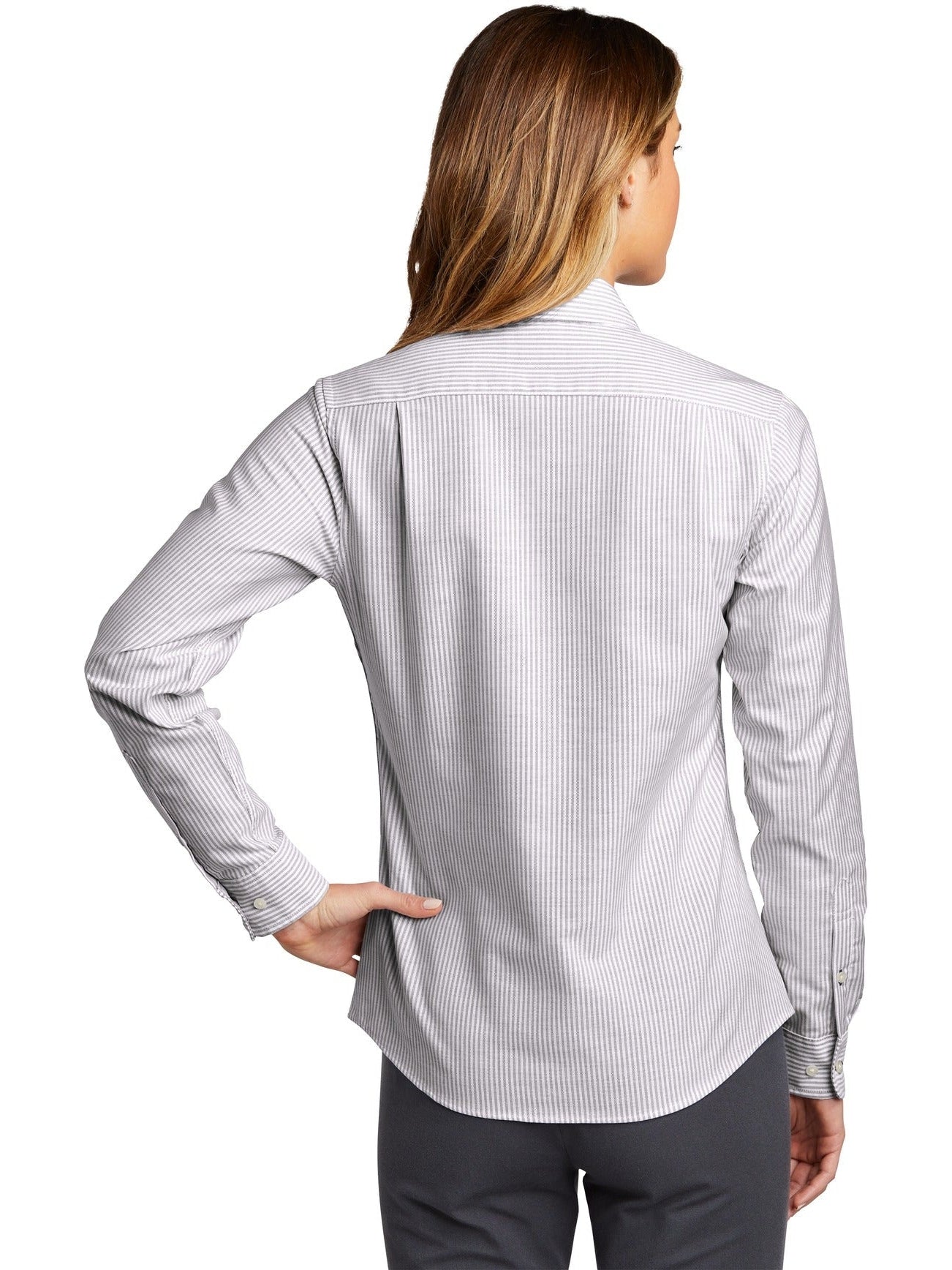 no-logo Port Authority Ladies SuperPro Oxford Stripe Shirt-Regular-Port Authority-Thread Logic