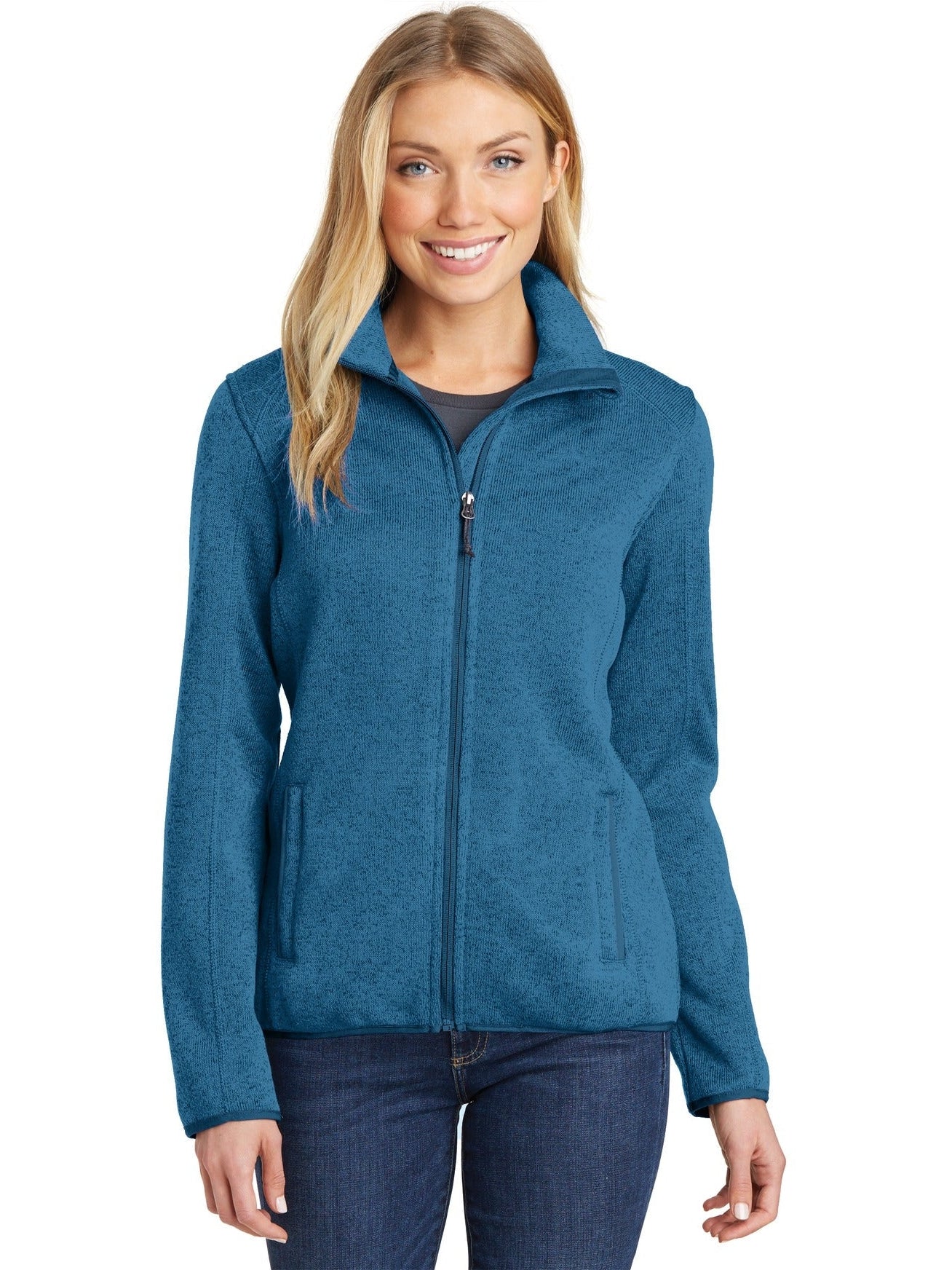 no-logo Port Authority Ladies Sweater Fleece Jacket-Regular-Port Authority-Thread Logic
