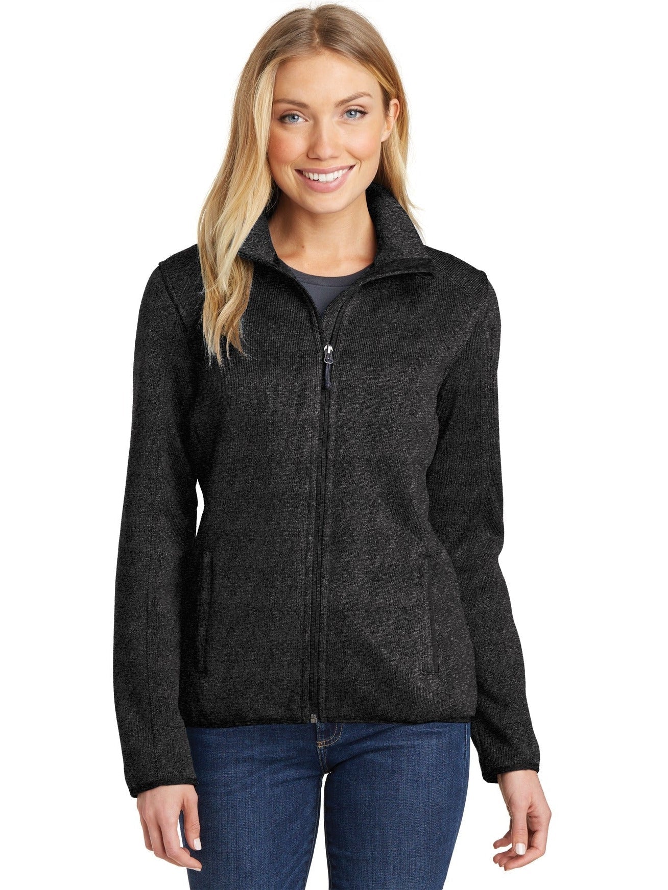 no-logo Port Authority Ladies Sweater Fleece Jacket-Regular-Port Authority-Thread Logic