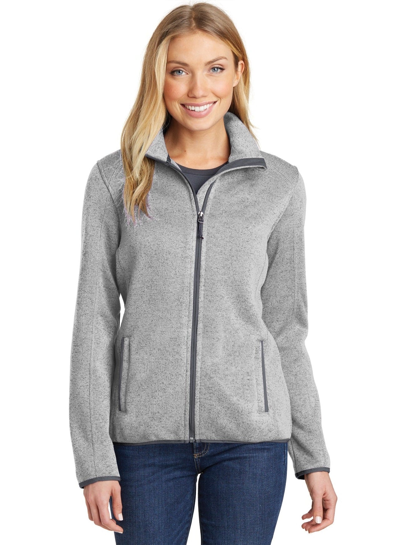 no-logo Port Authority Ladies Sweater Fleece Jacket-Regular-Port Authority-Thread Logic