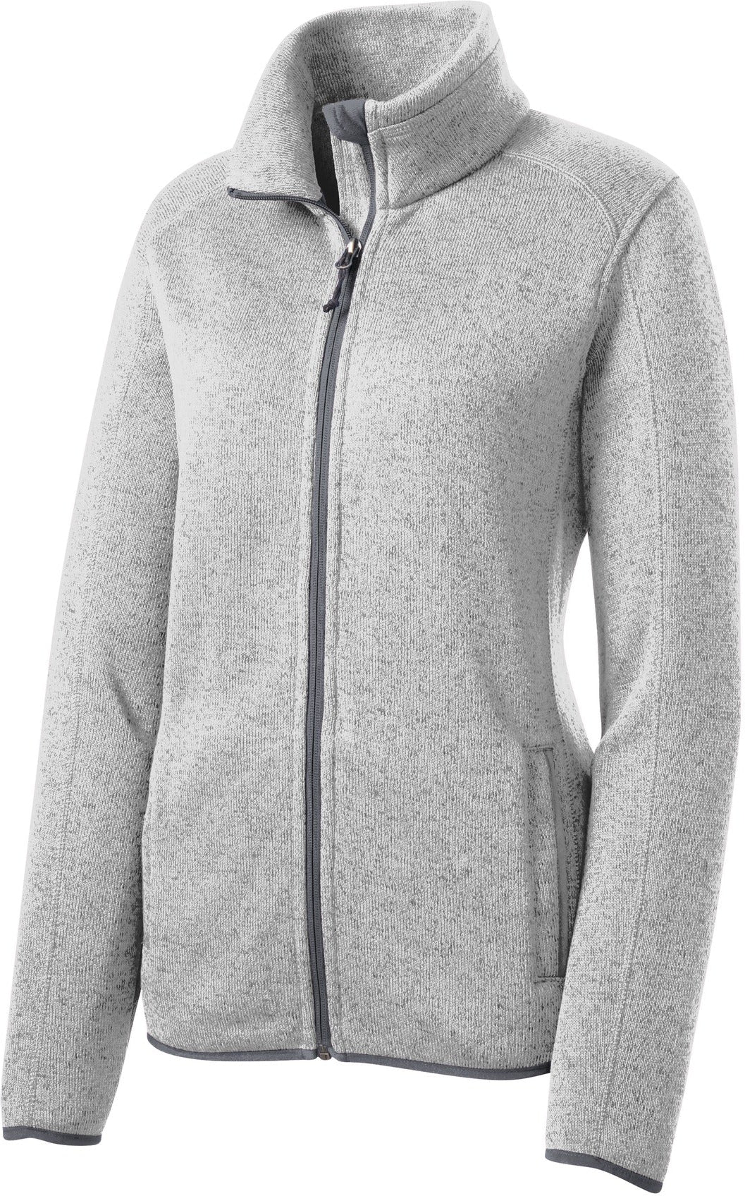 Port Authority Ladies Sweater Fleece Jacket-Regular-Port Authority-Grey Heather-S-Thread Logic