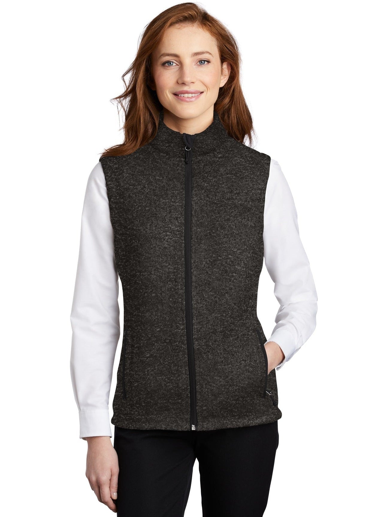 no-logo Port Authority Ladies Sweater Fleece Vest-Regular-Port Authority-Thread Logic