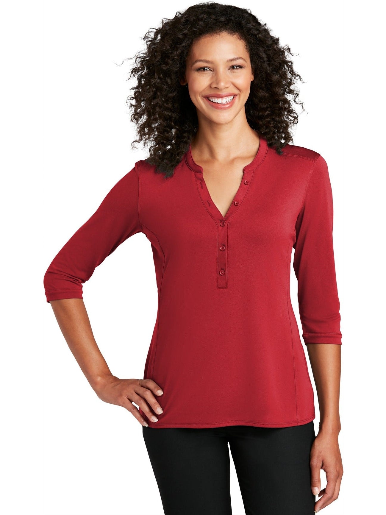 no-logo Port Authority Ladies UV Choice Pique Henley-Regular-Port Authority-Thread Logic