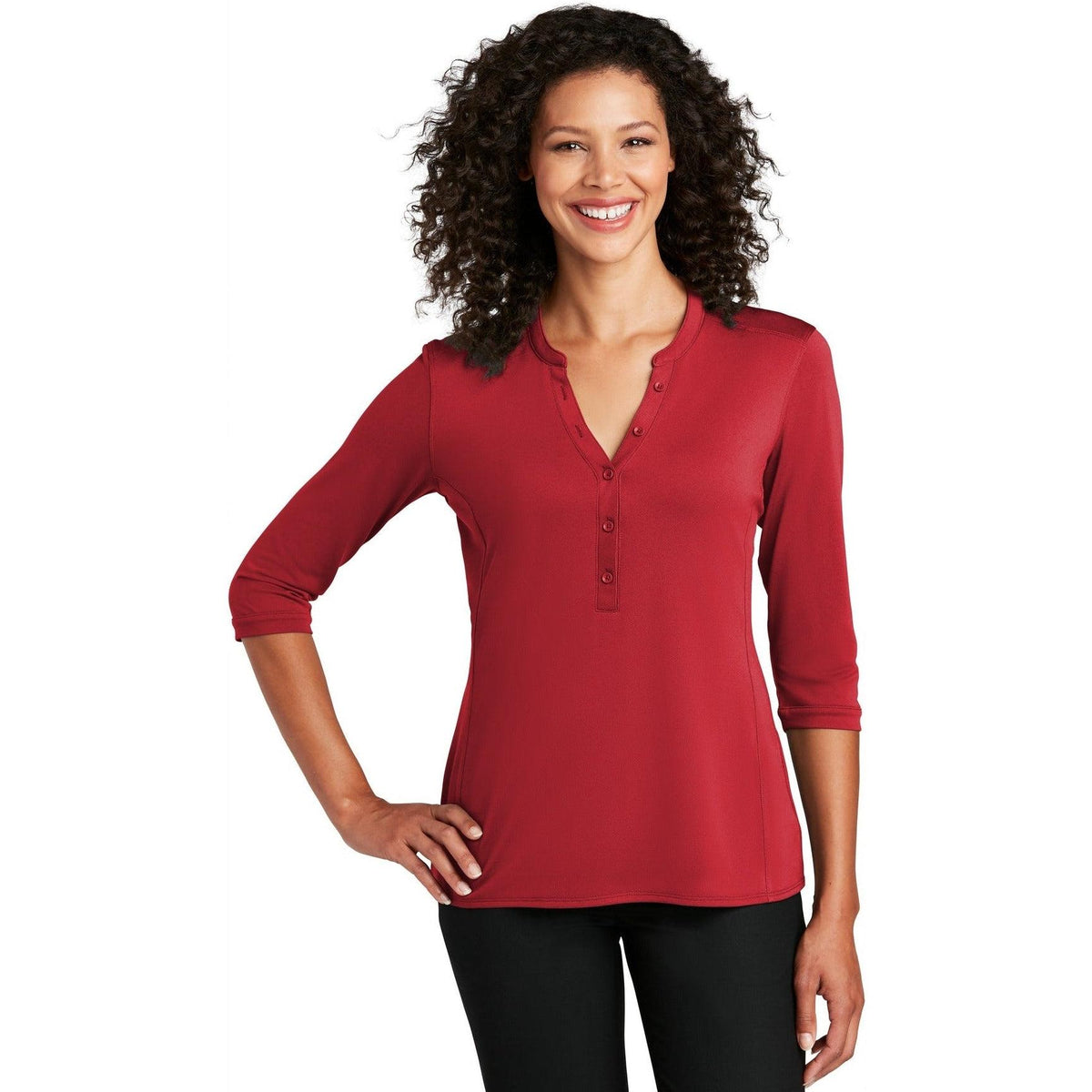 no-logo Port Authority Women's UV Choice Pique Henley-Regular-Port Authority-Thread Logic