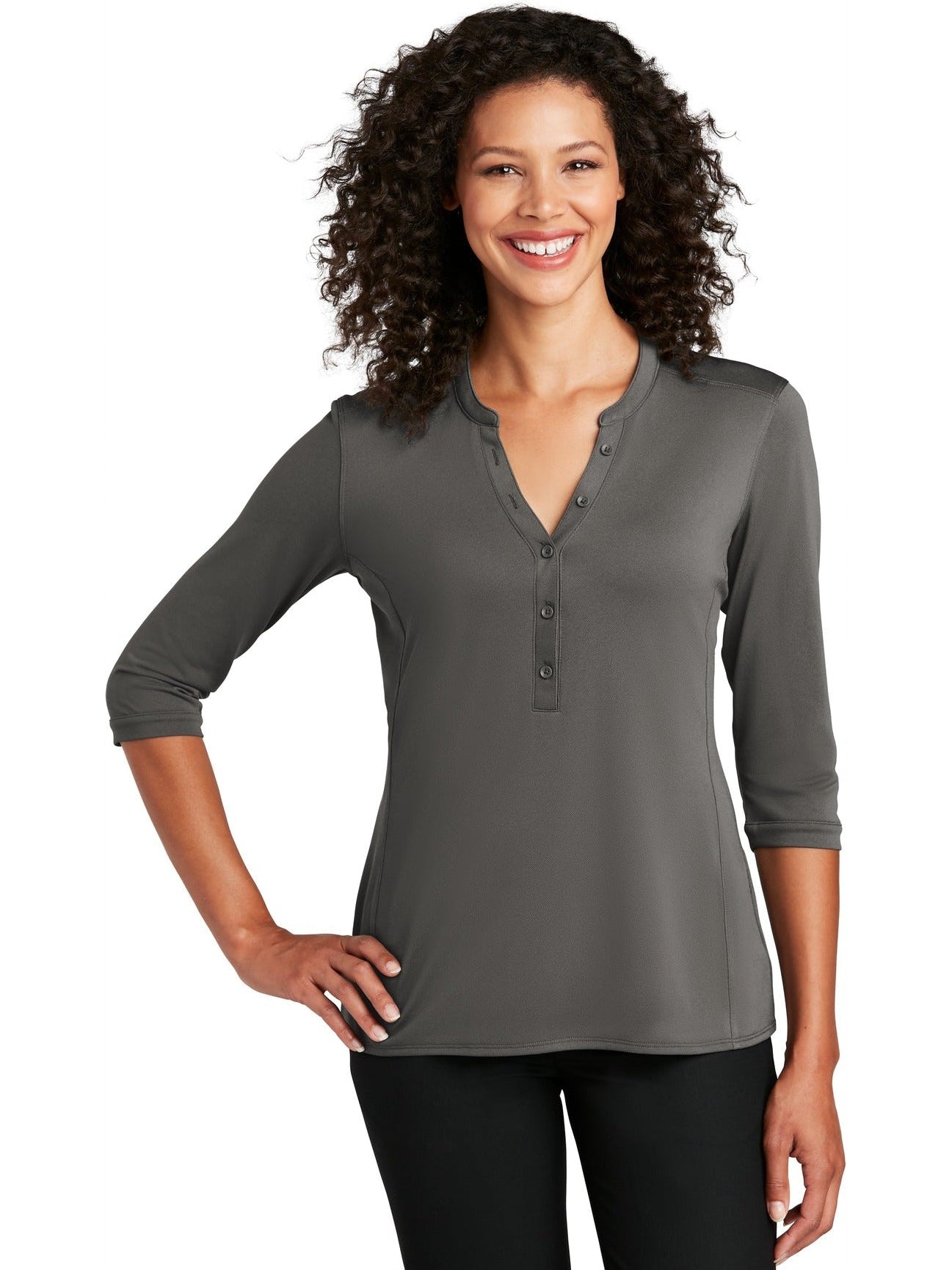 no-logo Port Authority Ladies UV Choice Pique Henley-Regular-Port Authority-Thread Logic