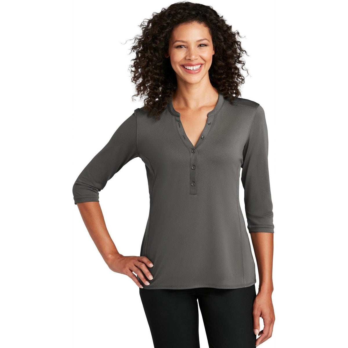 no-logo Port Authority Women's UV Choice Pique Henley-Regular-Port Authority-Thread Logic