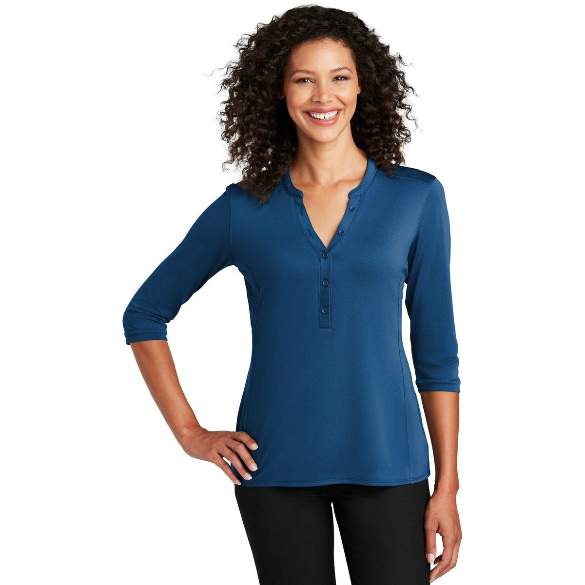 no-logo Port Authority Women's UV Choice Pique Henley-Regular-Port Authority-Thread Logic