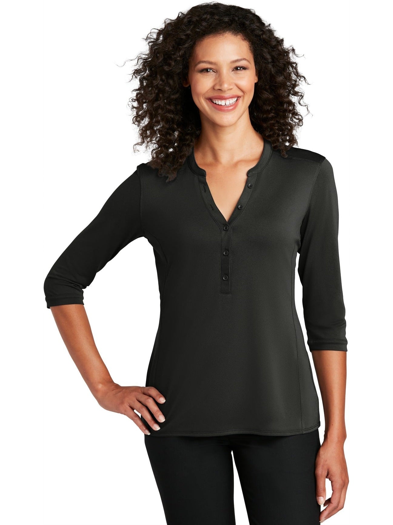 no-logo Port Authority Ladies UV Choice Pique Henley-Regular-Port Authority-Thread Logic