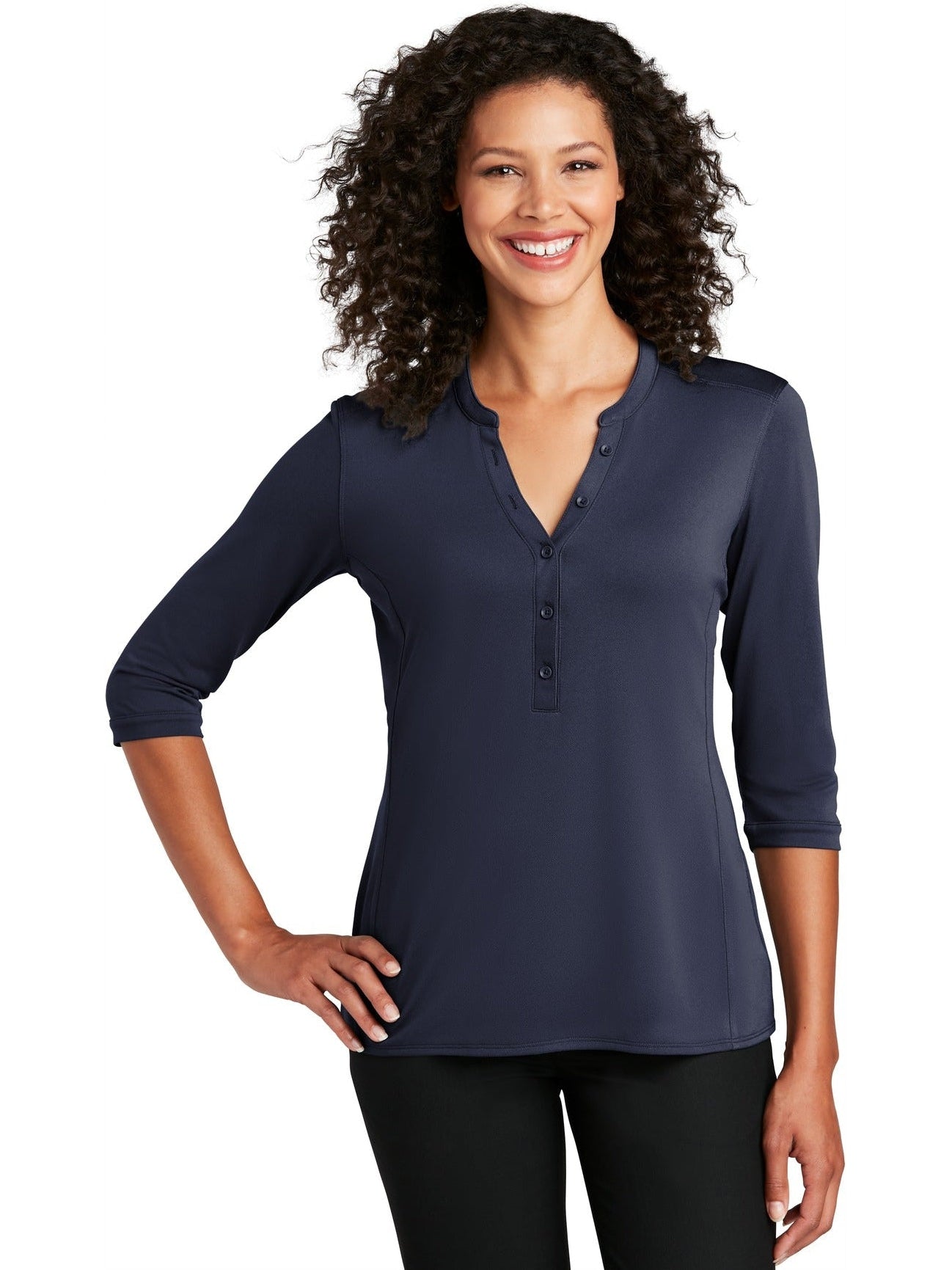 no-logo Port Authority Ladies UV Choice Pique Henley-Regular-Port Authority-Thread Logic