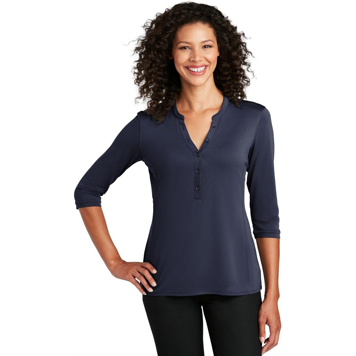 no-logo Port Authority Women's UV Choice Pique Henley-Regular-Port Authority-Thread Logic