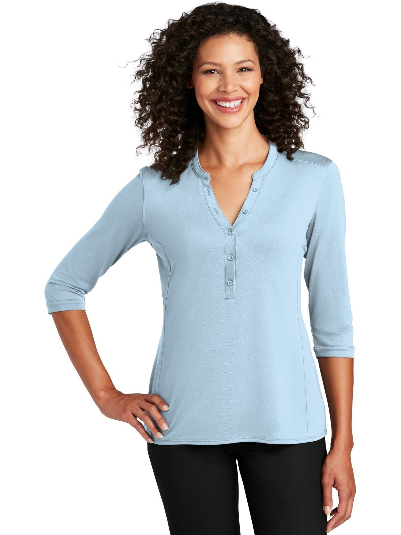 no-logo Port Authority Ladies UV Choice Pique Henley-Regular-Port Authority-Thread Logic