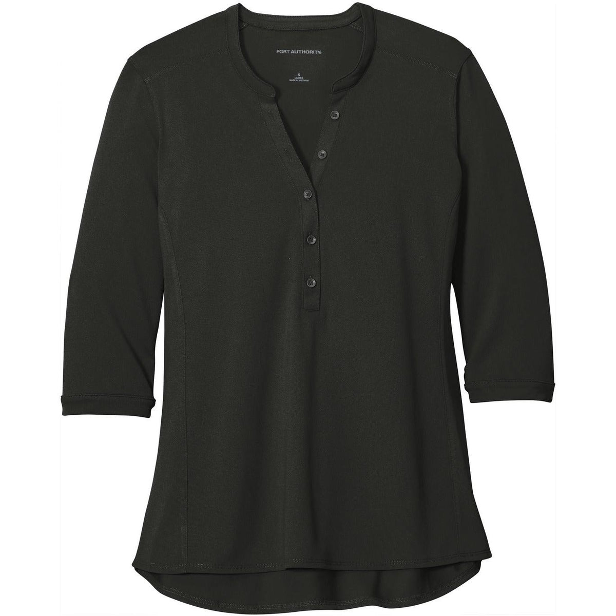 no-logo Port Authority Women's UV Choice Pique Henley-Regular-Port Authority-Black-XS-Thread Logic