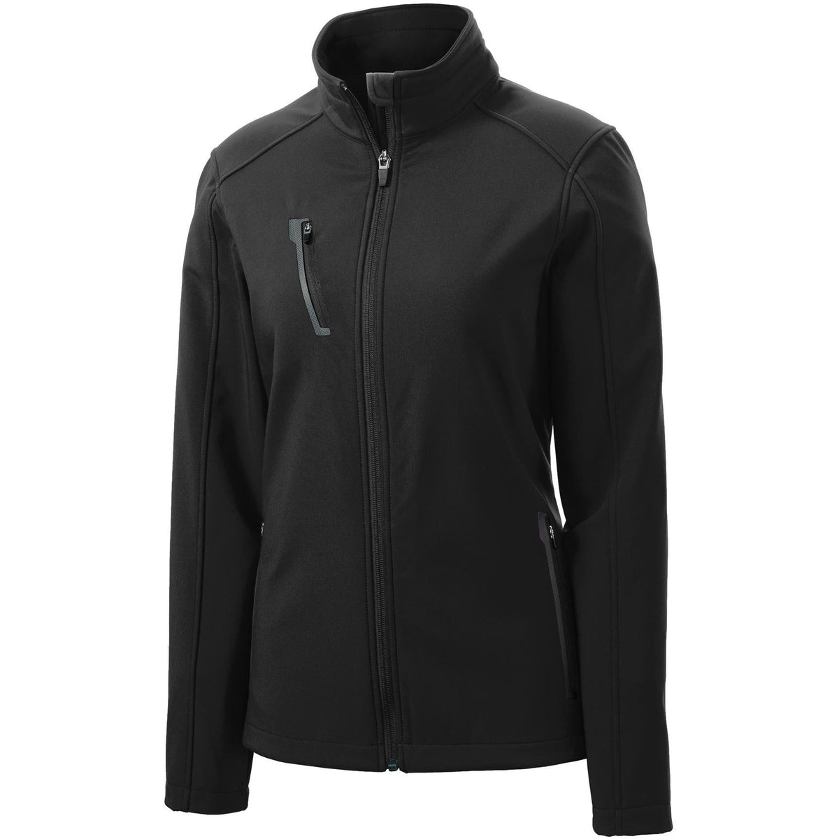 logo-left Port Authority Women's Welded Soft Shell Jacket-Regular-Port Authority-Black-XS-Thread Logic