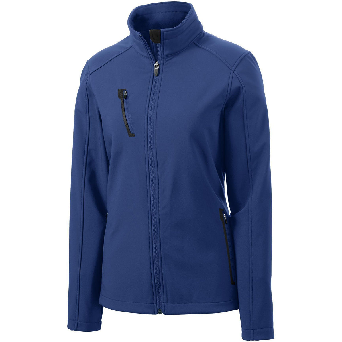 logo-left Port Authority Women's Welded Soft Shell Jacket-Regular-Port Authority-Estate Blue-XS-Thread Logic