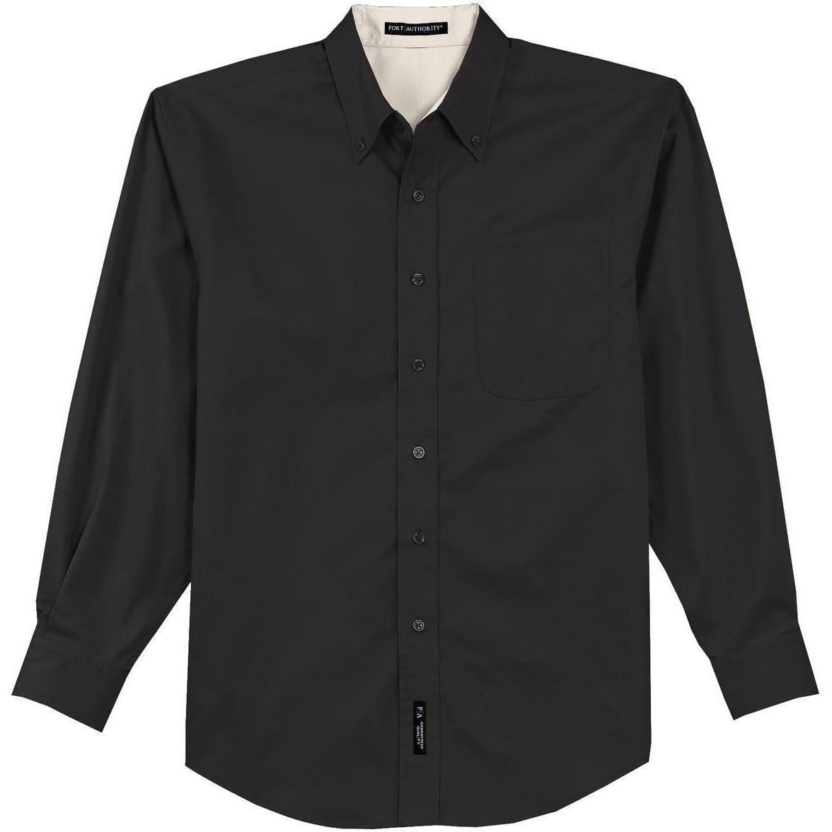 no-logo Port Authority Long Sleeve Easy Care Dress Shirt-Dress Shirts-Port Authority-Black/Light Stone-S-Thread Logic
