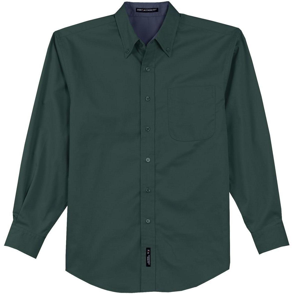 no-logo Port Authority Long Sleeve Easy Care Dress Shirt-Dress Shirts-Port Authority-Dark Green/Navy-S-Thread Logic
