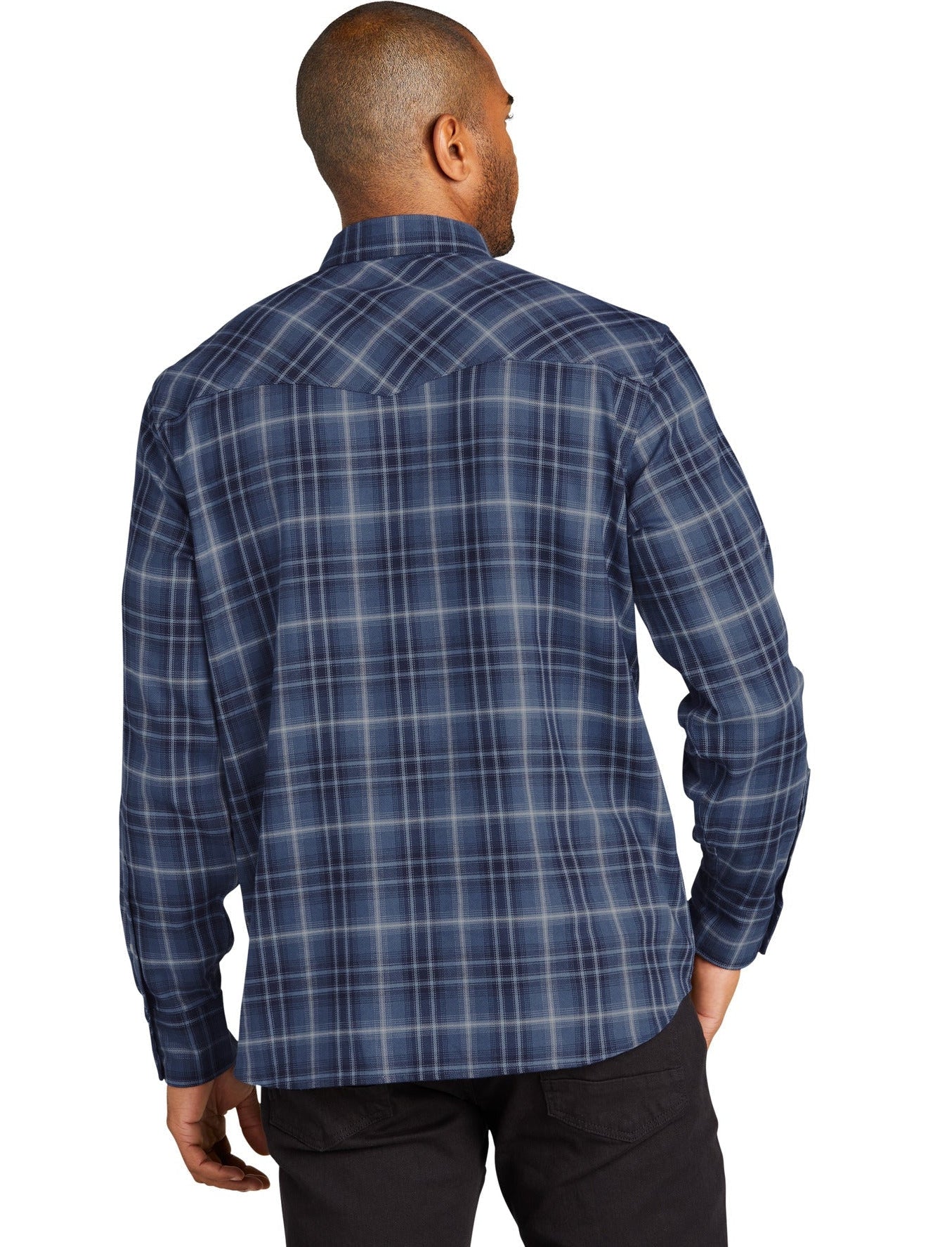 no-logo Port Authority Long Sleeve Ombre Plaid Shirt-Regular-Port Authority-Thread Logic