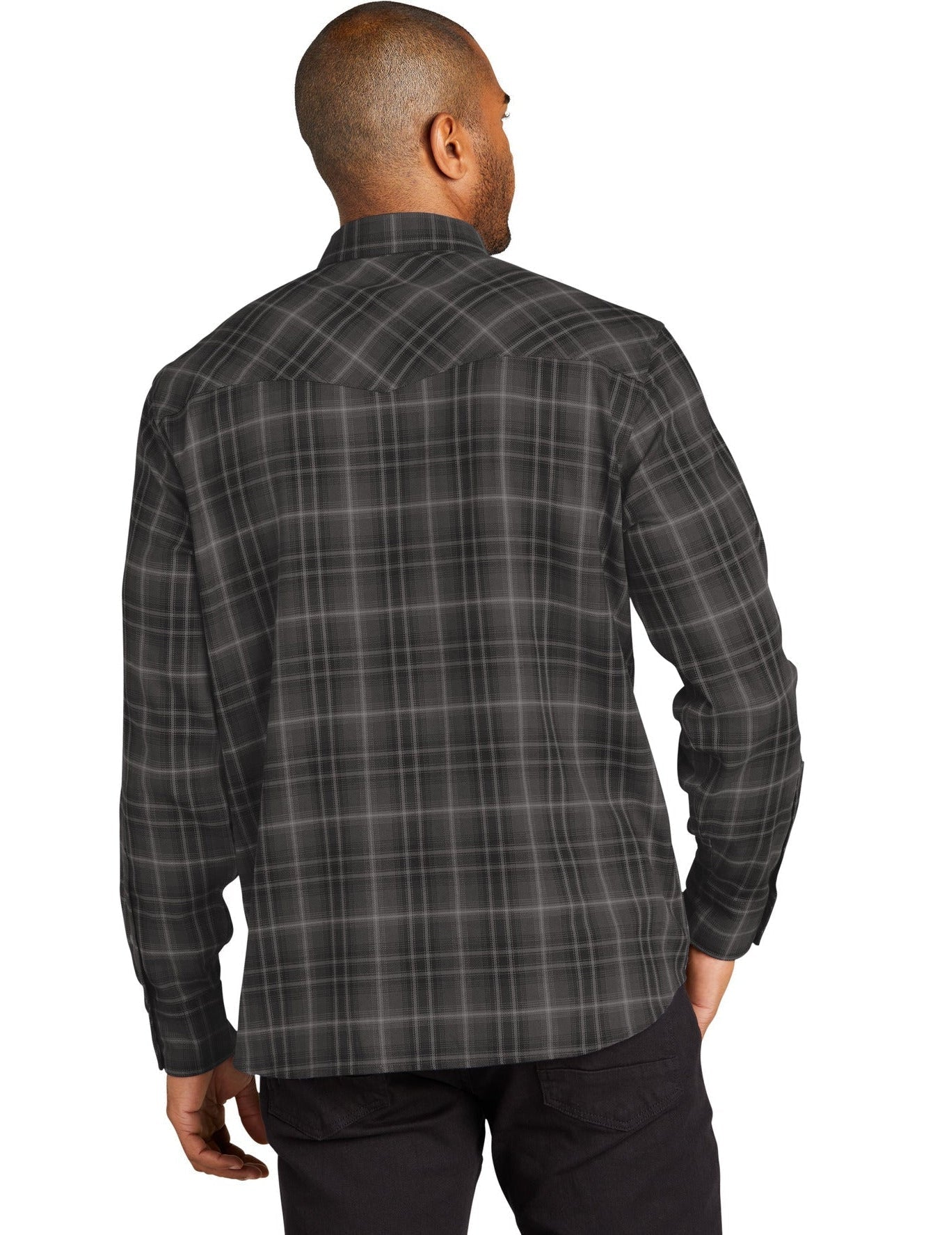 no-logo Port Authority Long Sleeve Ombre Plaid Shirt-Regular-Port Authority-Thread Logic