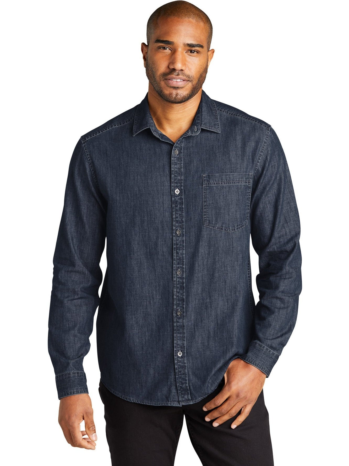 no-logo Port Authority Long Sleeve Perfect Denim Shirt-Regular-Port & Company-Thread Logic