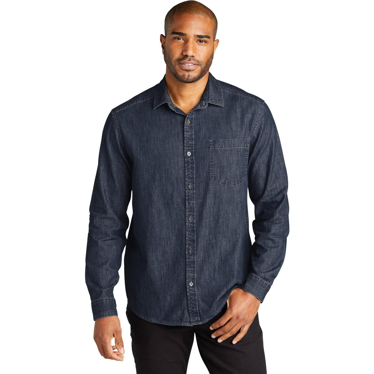 no-logo Port Authority Long Sleeve Perfect Denim Shirt-Regular-Port & Company-Thread Logic