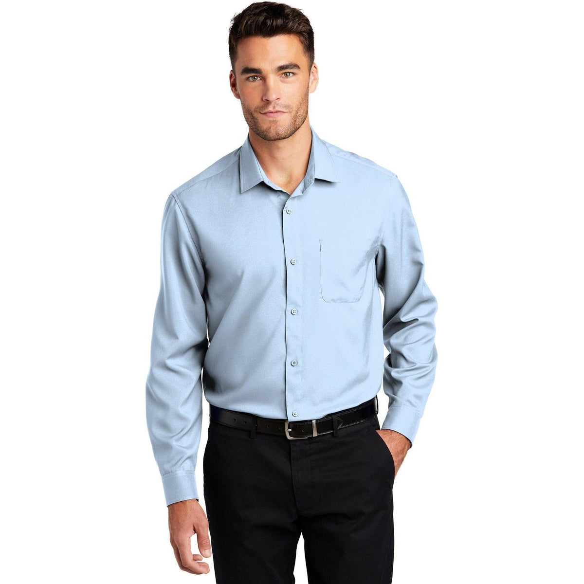 no-logo Port Authority Long Sleeve Performance Staff Shirt-Dress Shirts-Port Authority-Thread Logic