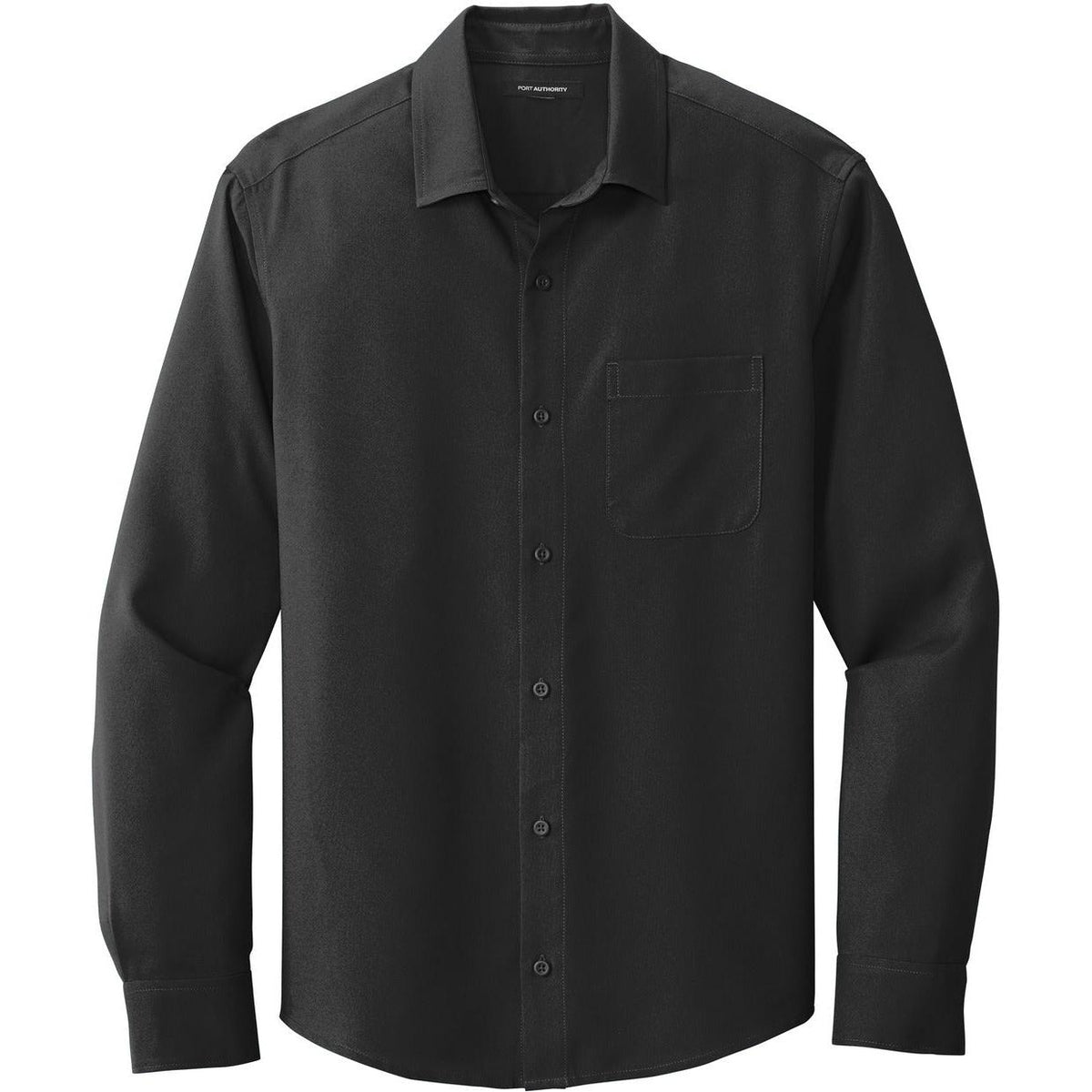 no-logo Port Authority Long Sleeve Performance Staff Shirt-Dress Shirts-Port Authority-Black-S-Thread Logic