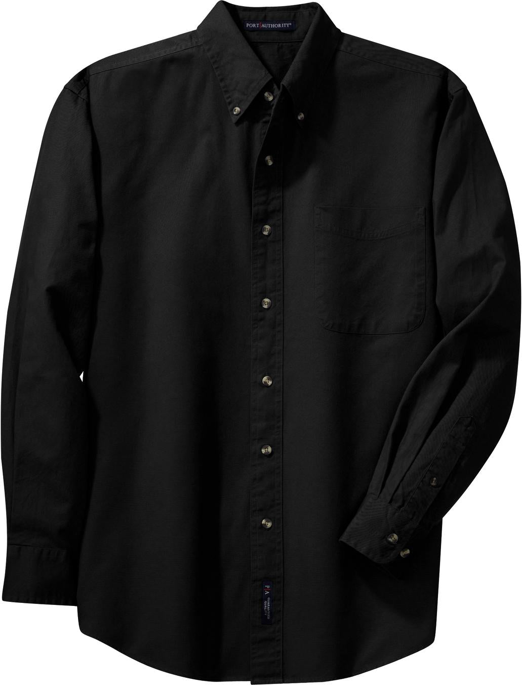 Port Authority Long Sleeve Twill Shirt-Regular-Port Authority-Black-S-Thread Logic