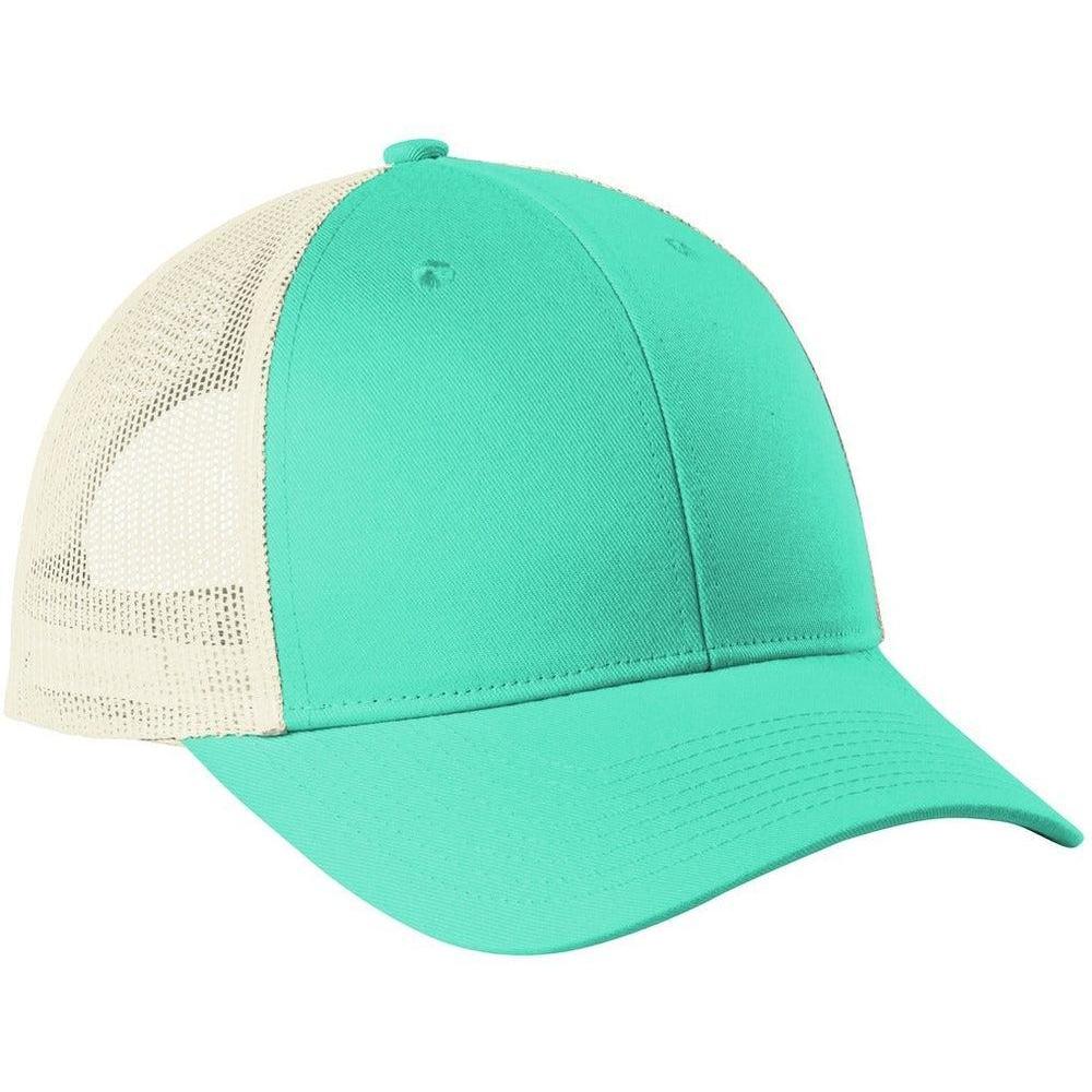 no-logo Port Authority Low-Profile Snapback Trucker Cap