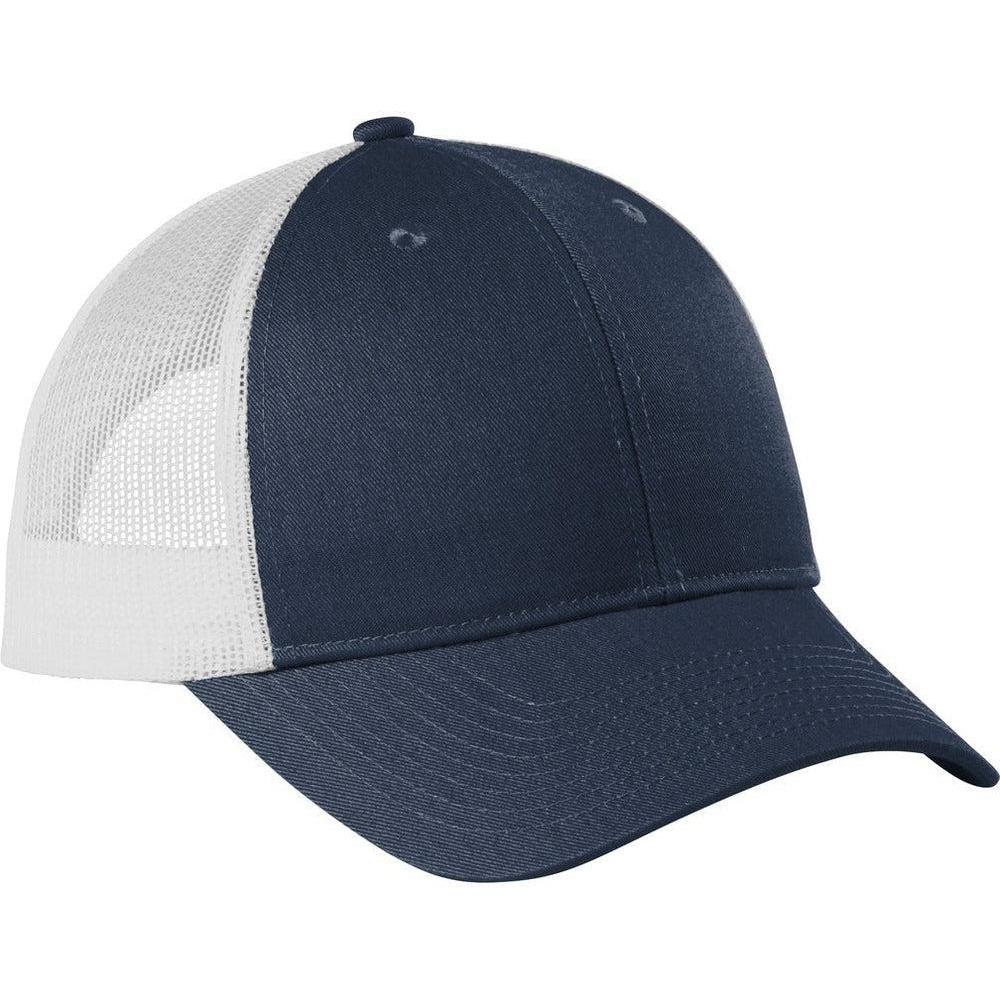 no-logo Port Authority Low-Profile Snapback Trucker Cap