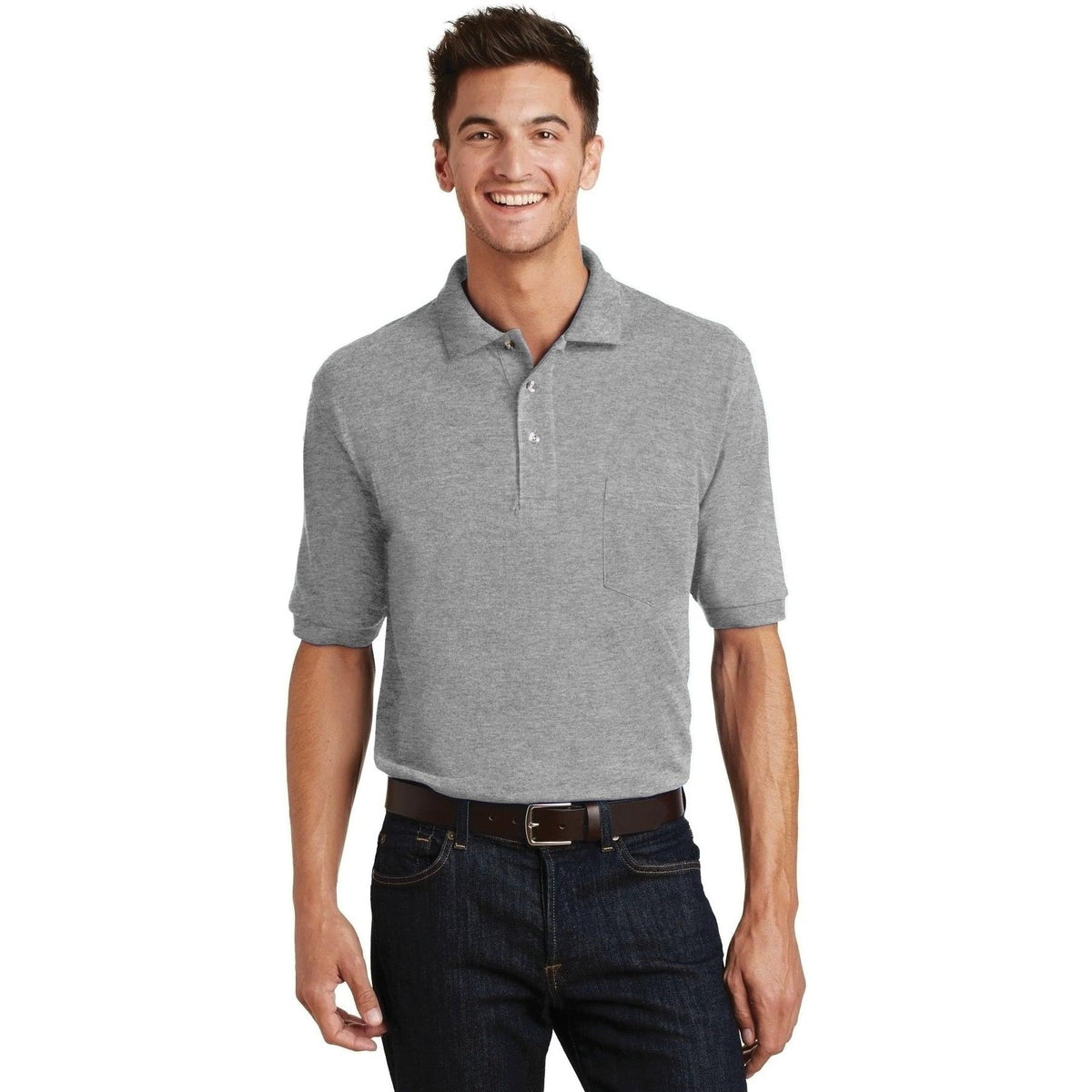 no-logo Port Authority Pique Knit Polo Shirt with Pocket-Regular-Port Authority-Thread Logic