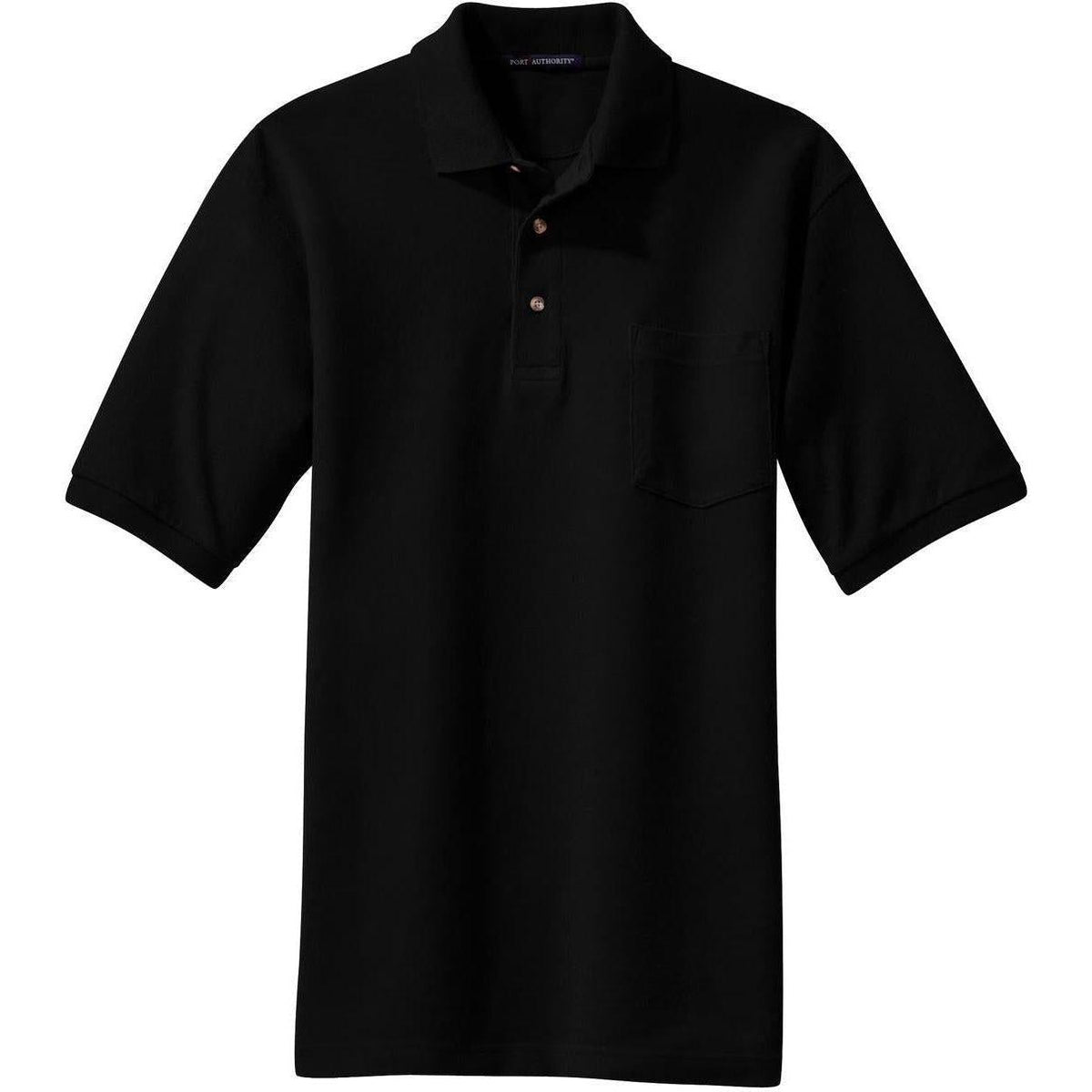 no-logo Port Authority Pique Knit Polo Shirt with Pocket-Regular-Port Authority-Black-S-Thread Logic
