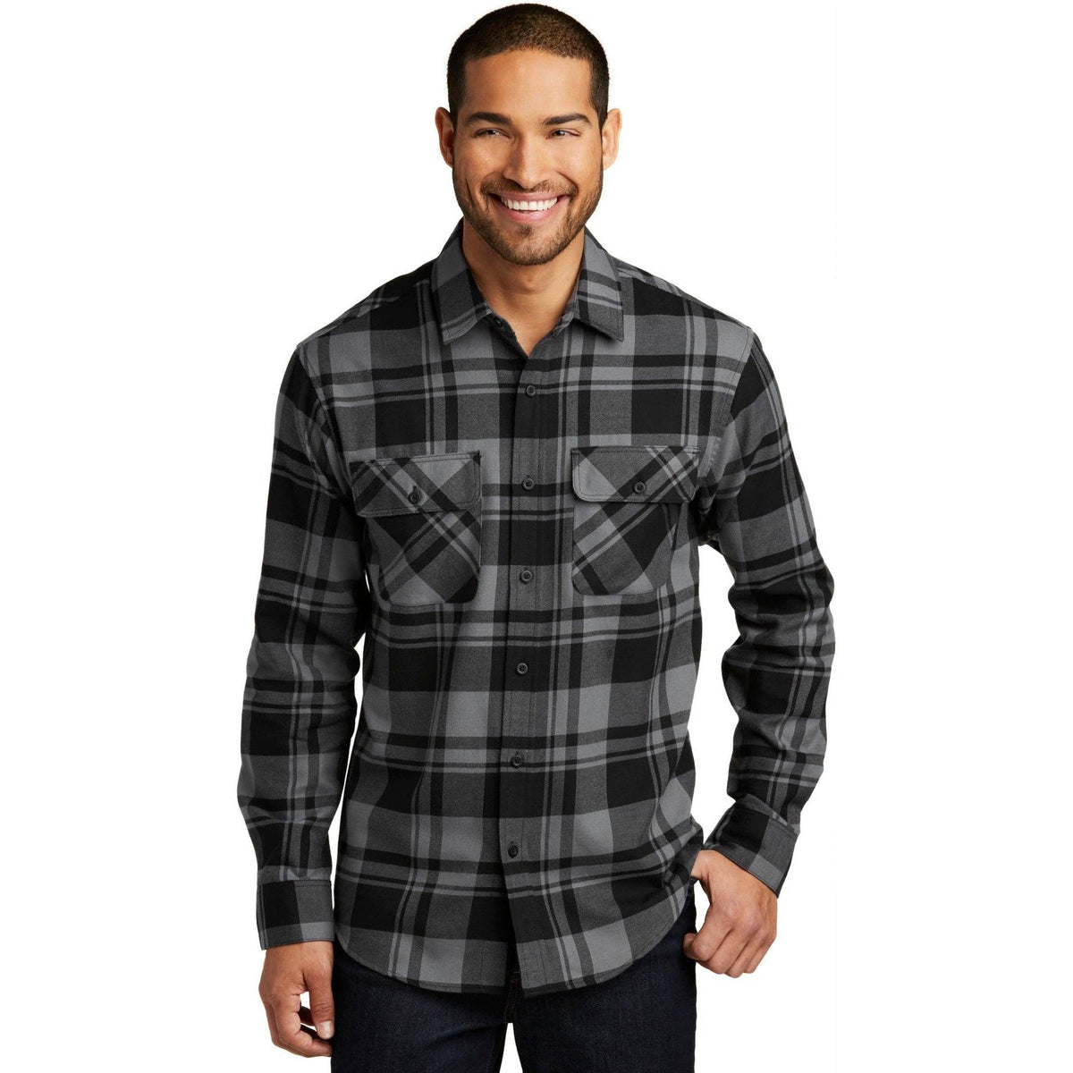 no-logo Port Authority Plaid Flannel Shirt-Dress Shirts-Port Authority-Thread Logic