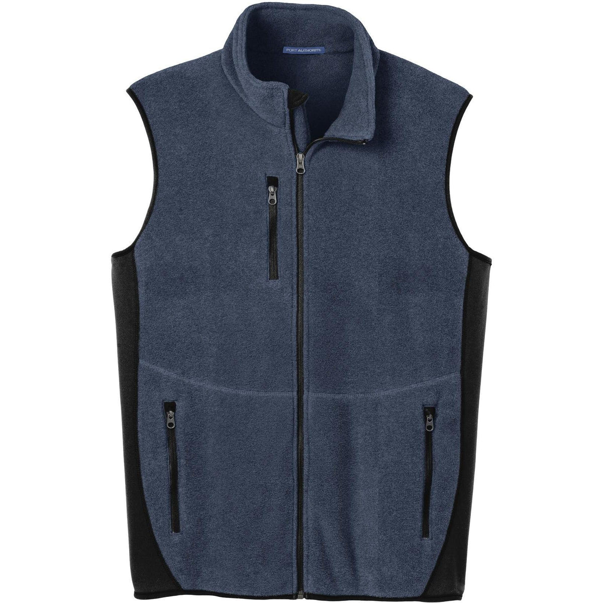 no-logo Port Authority R-Tek Pro Fleece Full-Zip Vest-Vests-Port Authority-Navy Heather/Black-S-Thread Logic